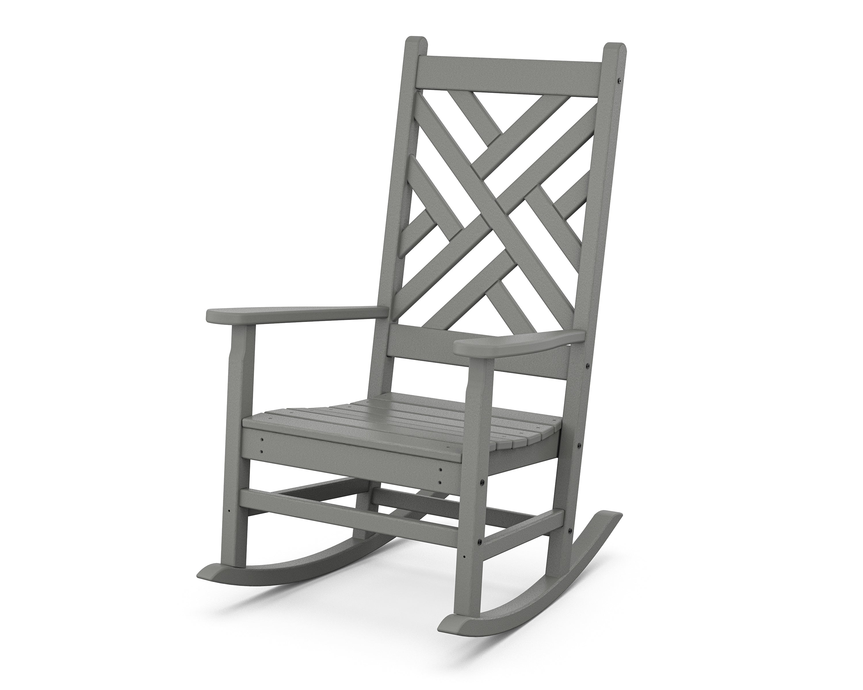 POLYWOOD Chippendale Porch Rocking Chair in Slate Grey
