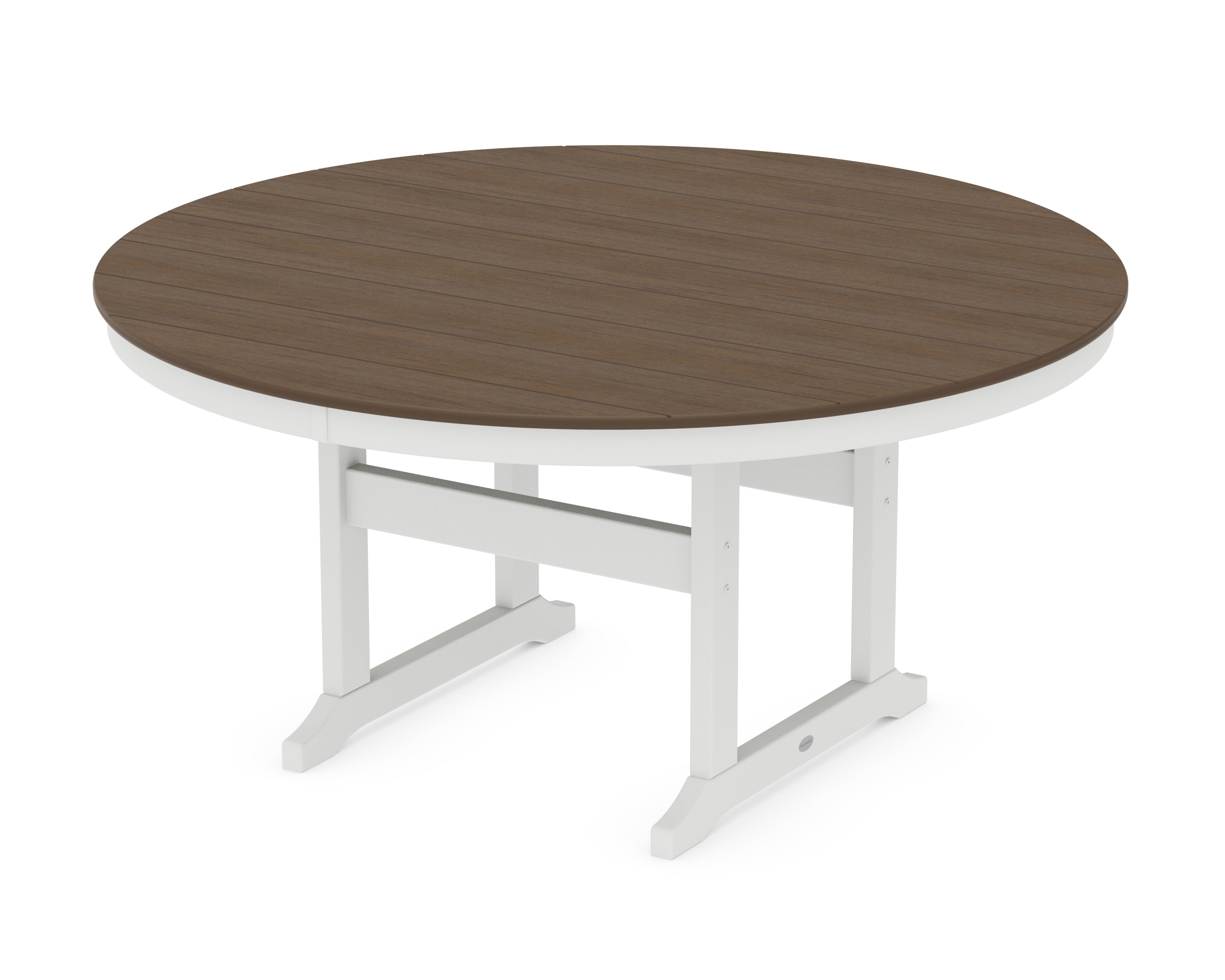 POLYWOOD 60” Round Farmhouse Dining Table in White / Kona