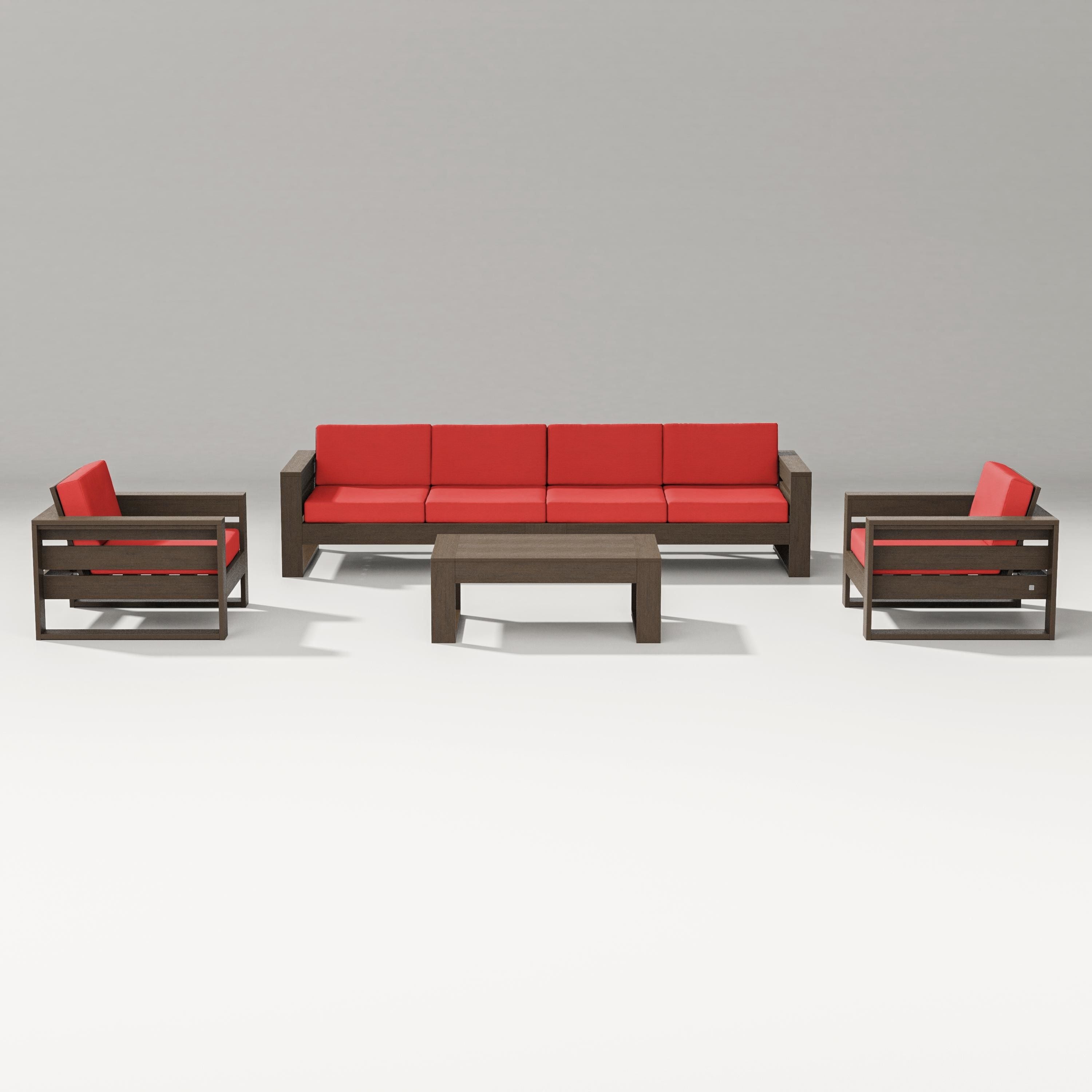 PW Designer Series Latitude 5-Piece Lounge Sofa Set in Kona / Crimson Linen