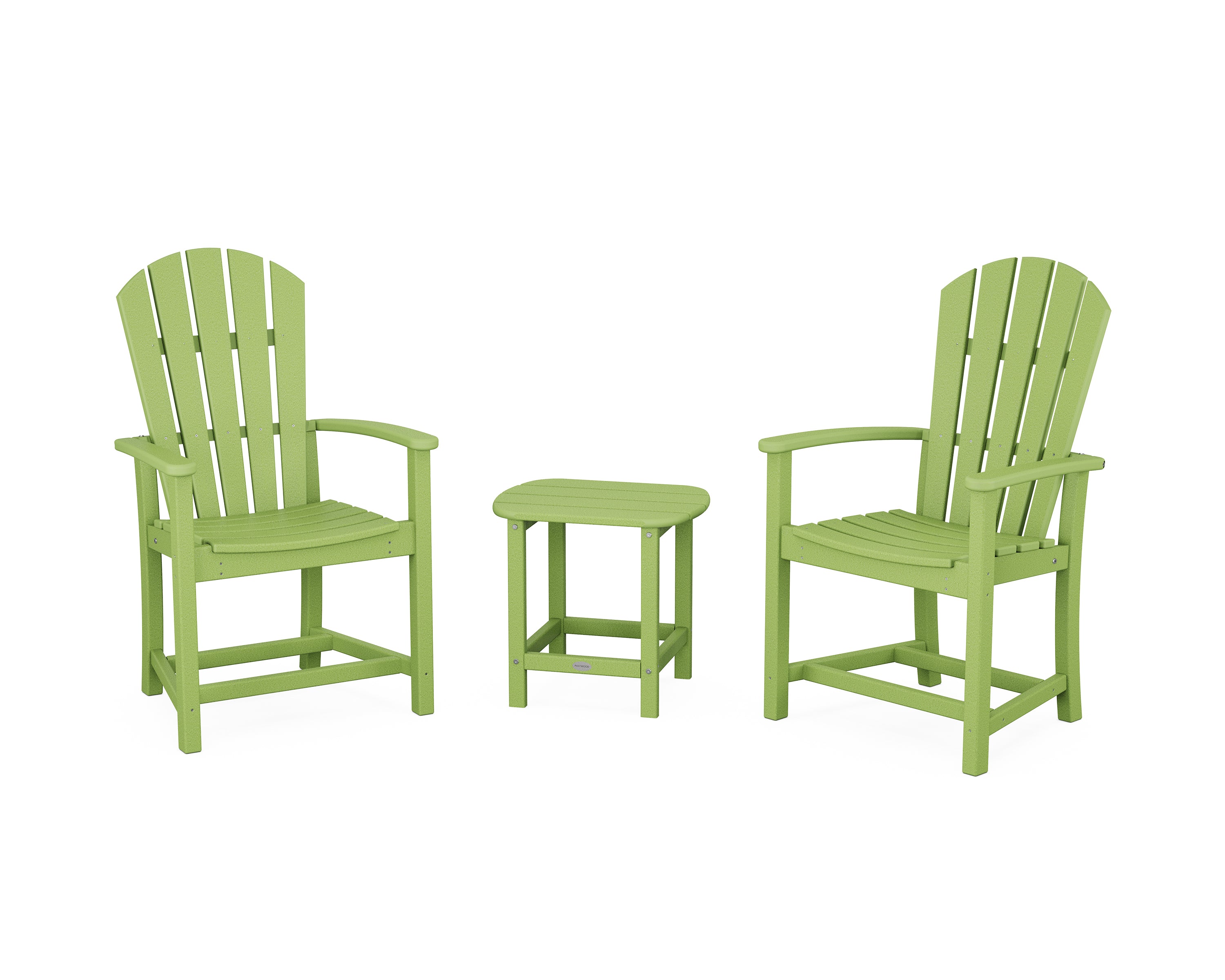 POLYWOOD Palm Coast 3-Piece Upright Adirondack Chair Set in Lime