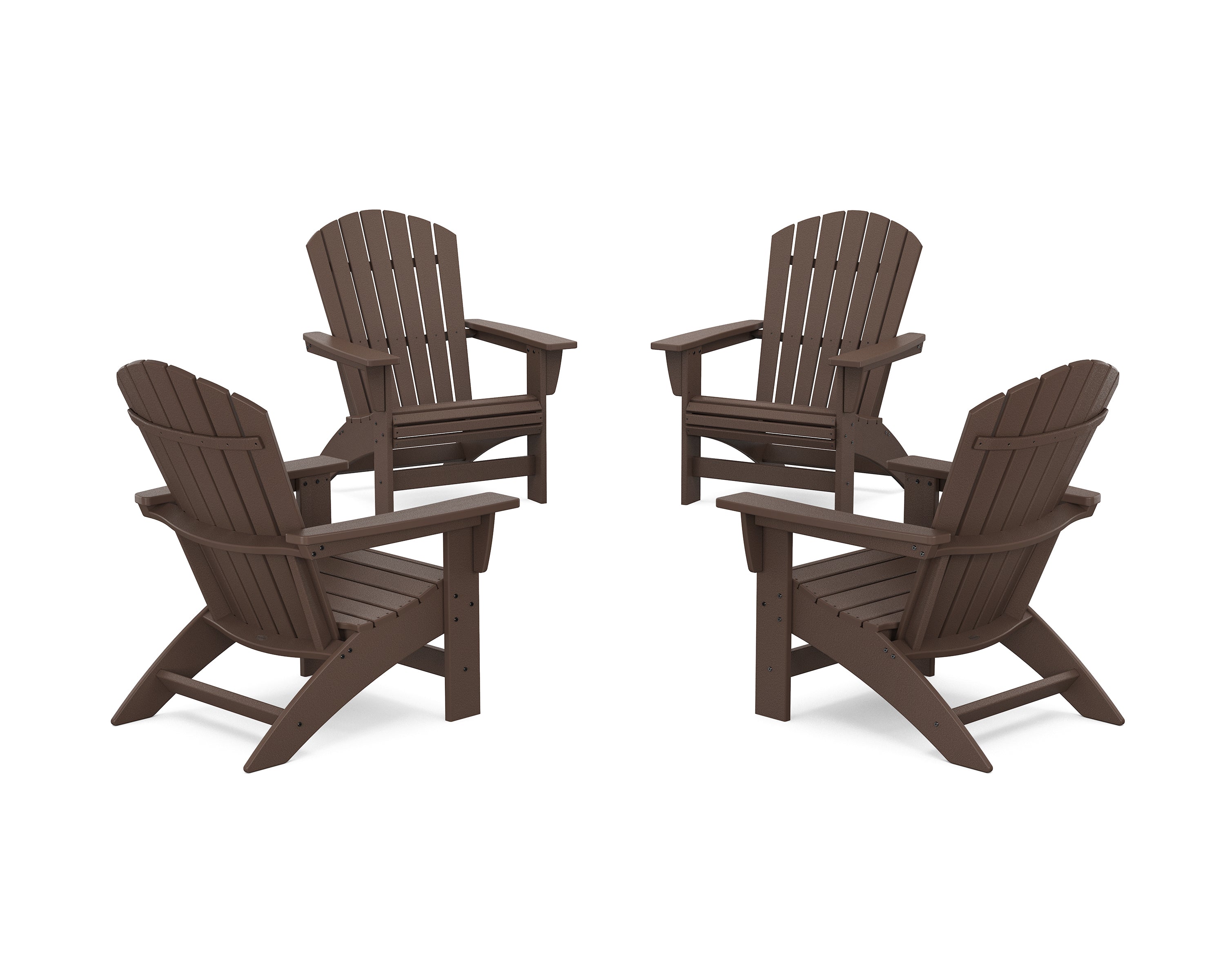 POLYWOOD 4-Piece Nautical Grand Adirondack Chair Conversation Set in Mahogany