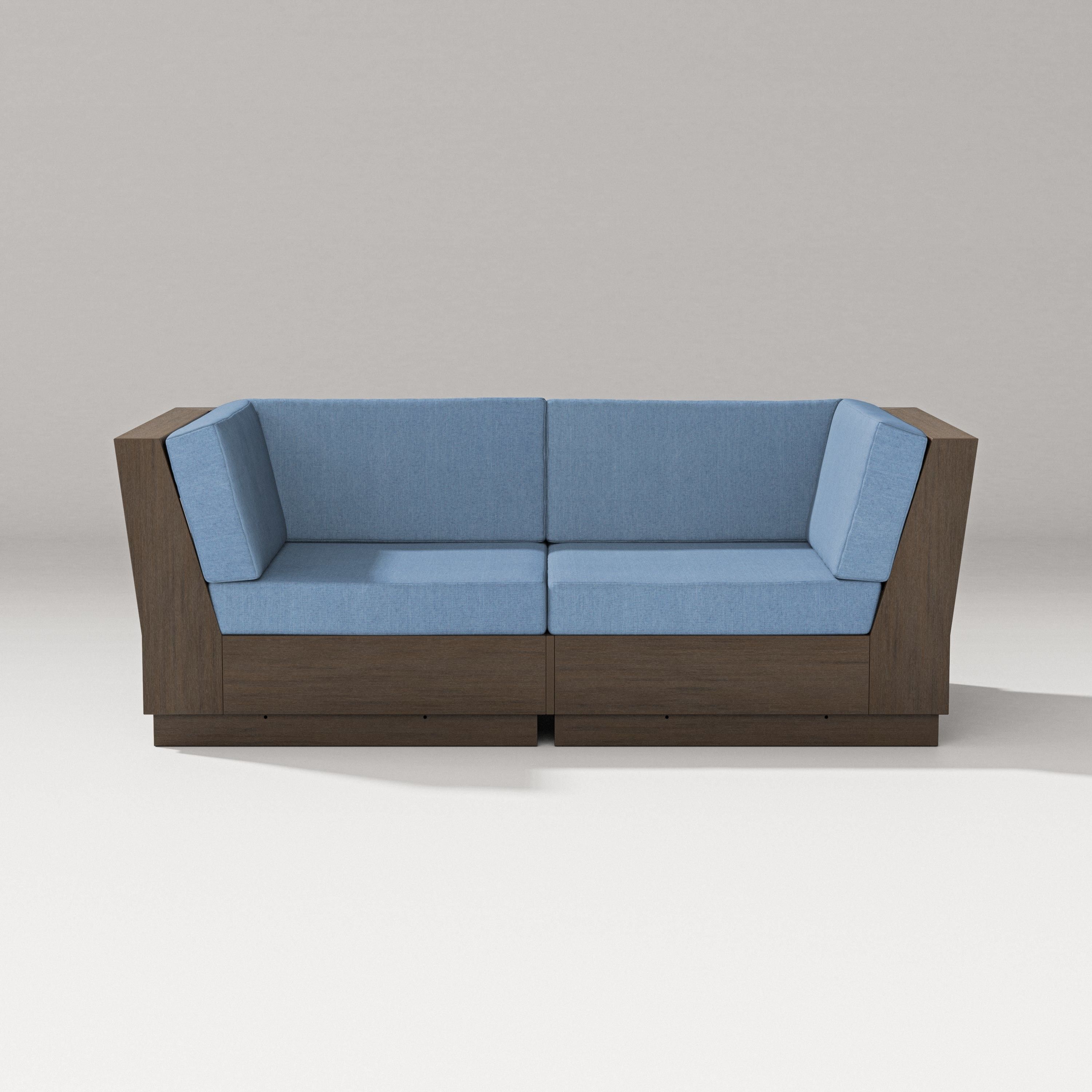 PW Designer Series Elevate Loveseat Sectional in Kona / Sky Blue