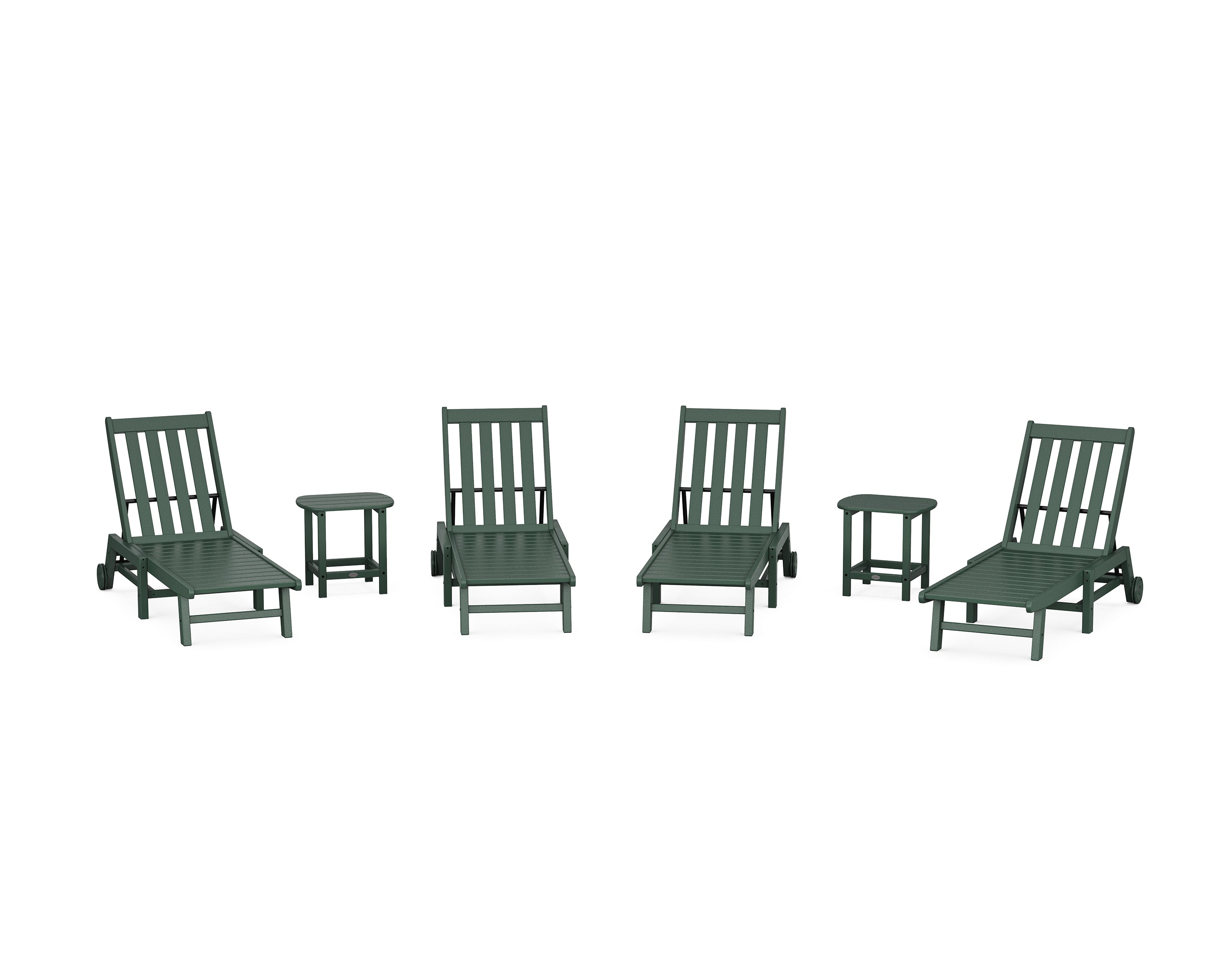POLYWOOD Vineyard 6-Piece Chaise with Wheels Set in Green