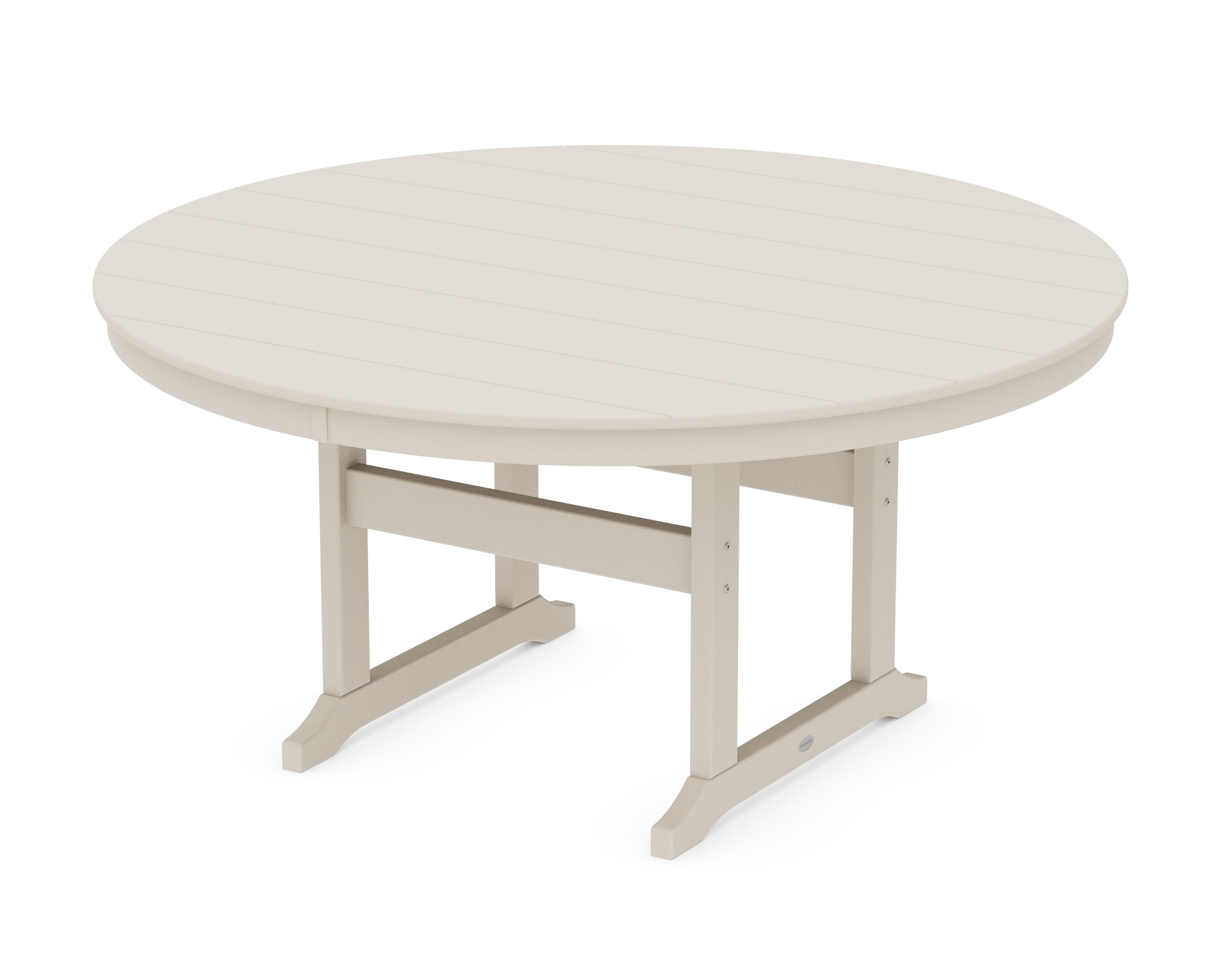 POLYWOOD 60” Round Farmhouse Dining Table in Sand