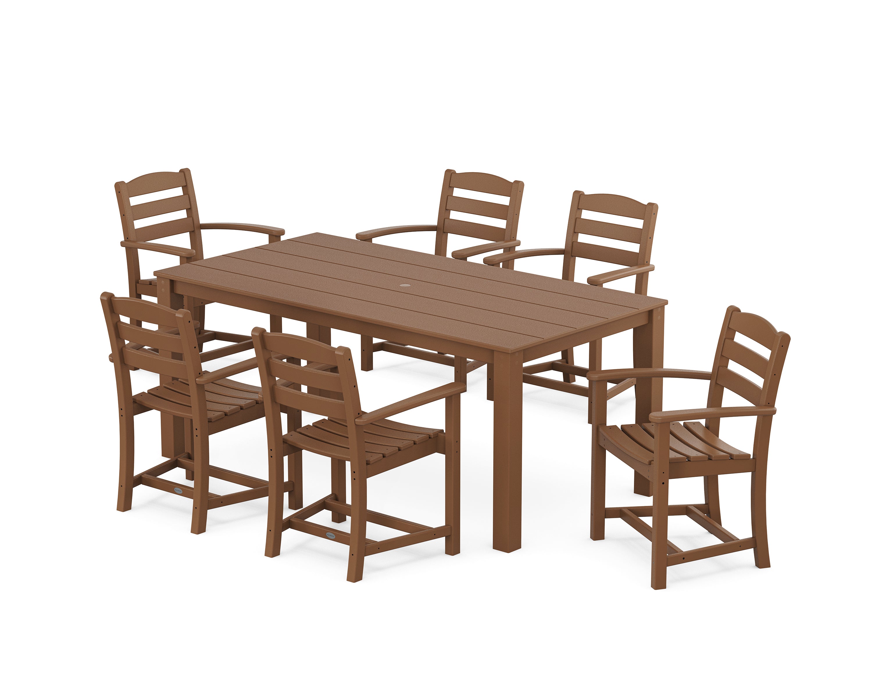 POLYWOOD La Casa Cafe' Arm Chair 7-Piece Parsons Dining Set in Teak