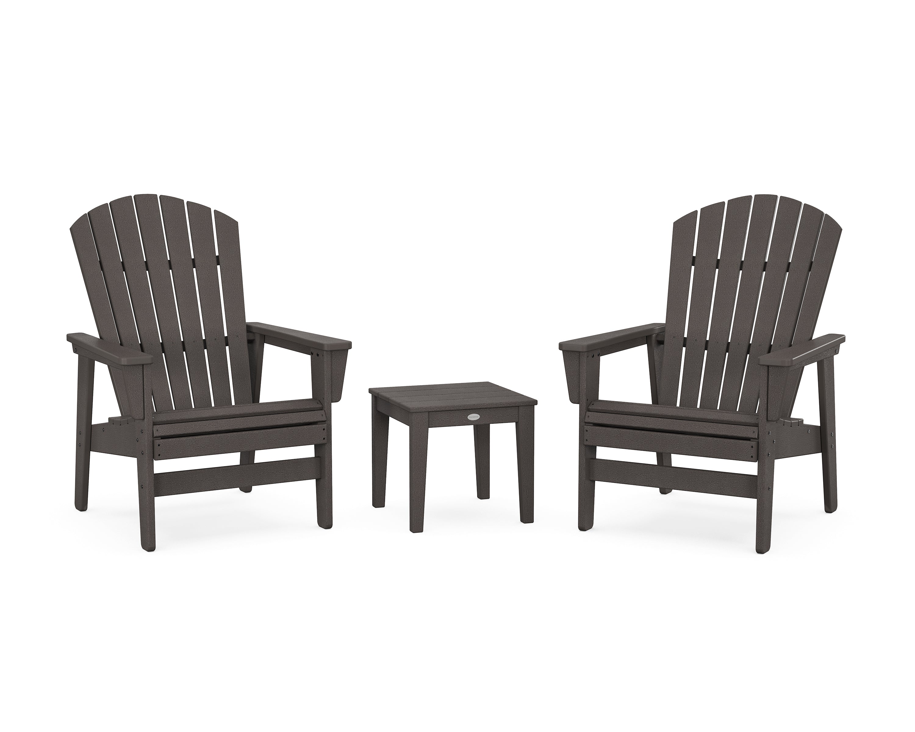 POLYWOOD 3-Piece Nautical Grand Upright Adirondack Set in Vintage Coffee