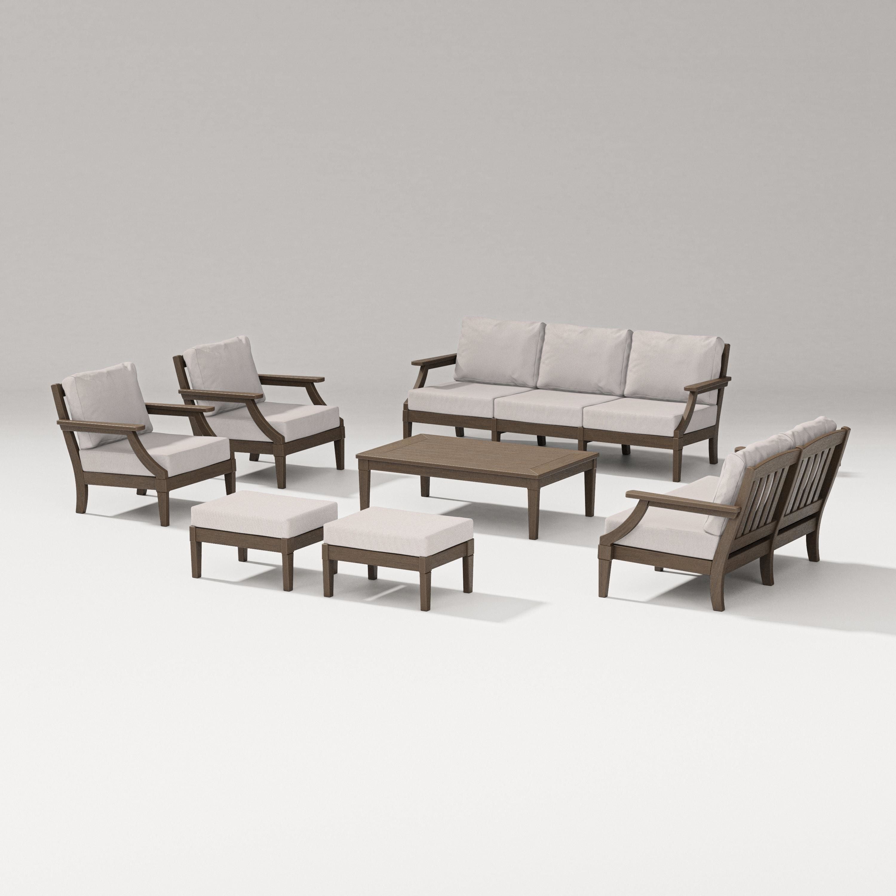 PW Designer Series Estate 7-Piece Lounge Sofa Set in Kona / Dune Burlap