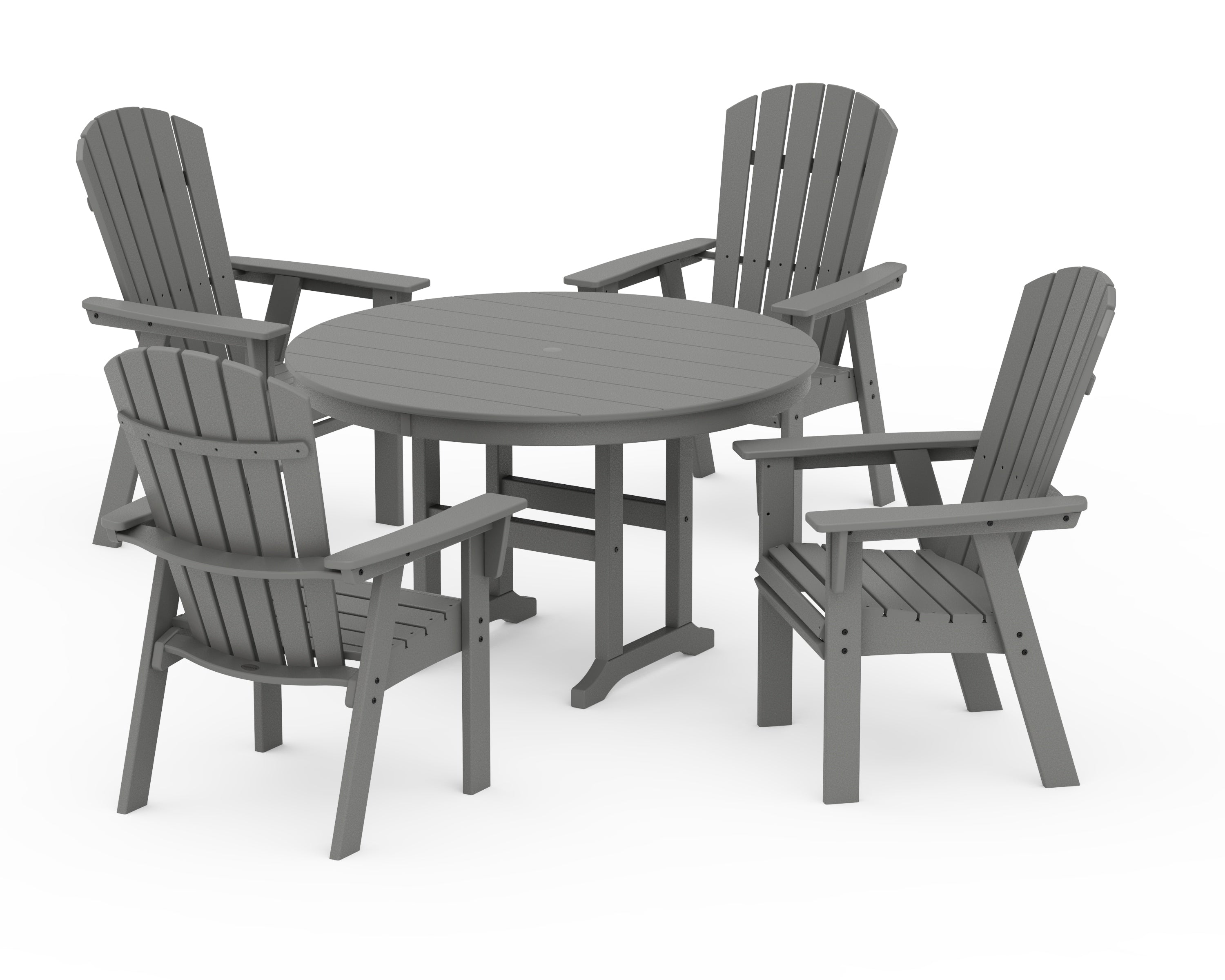 POLYWOOD Nautical Adirondack 5-Piece Round Farmhouse Dining Set in Slate Grey