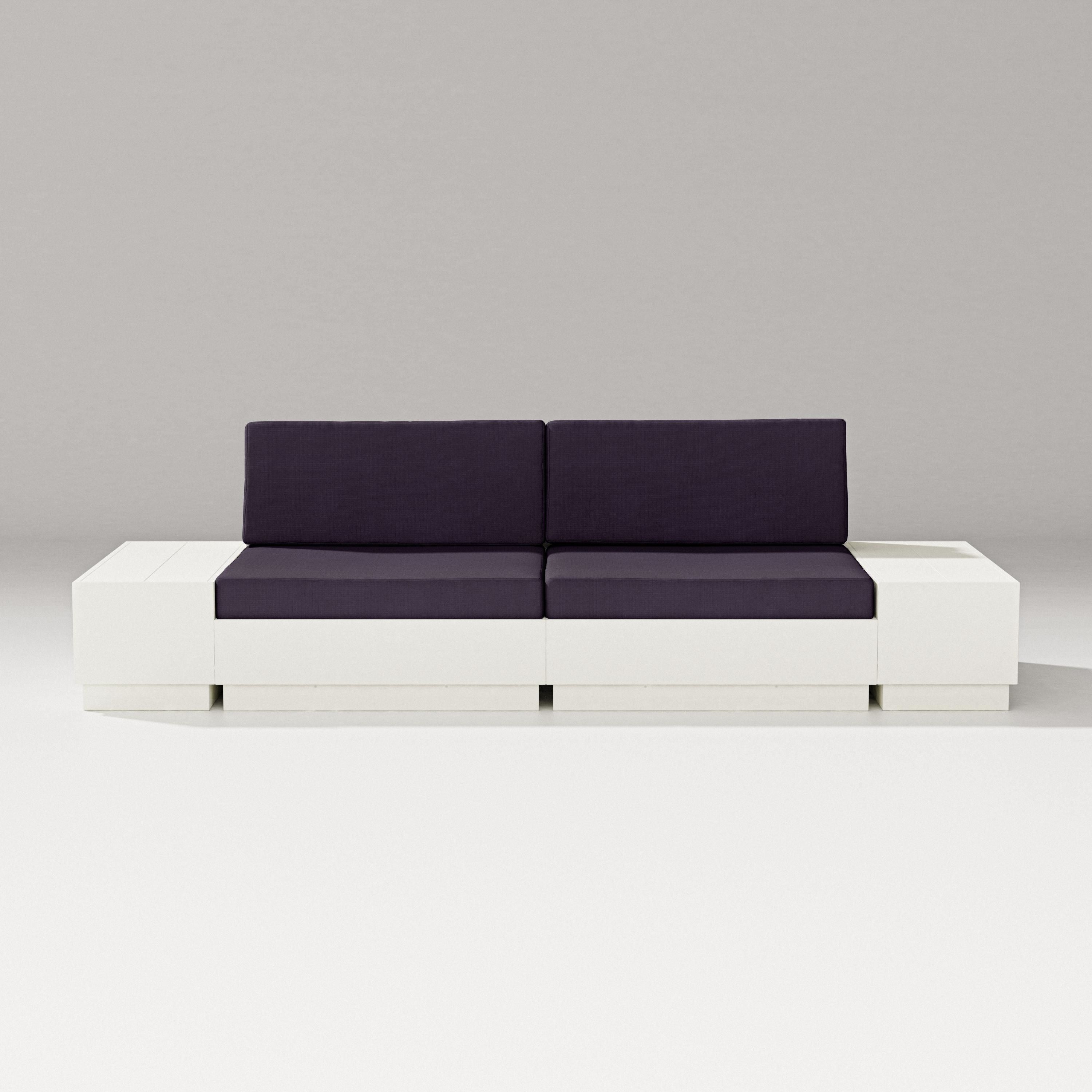 PW Designer Series Elevate 4-Piece Loveseat Sectional in Vintage White / Navy Linen