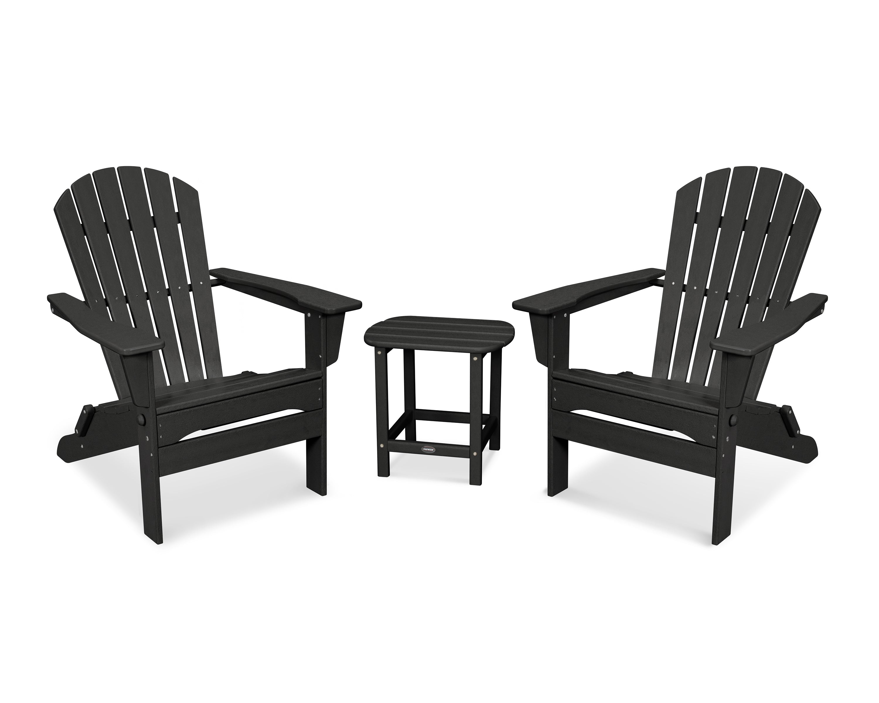 POLYWOOD South Beach 3-Piece Folding Adirondack Set in Black