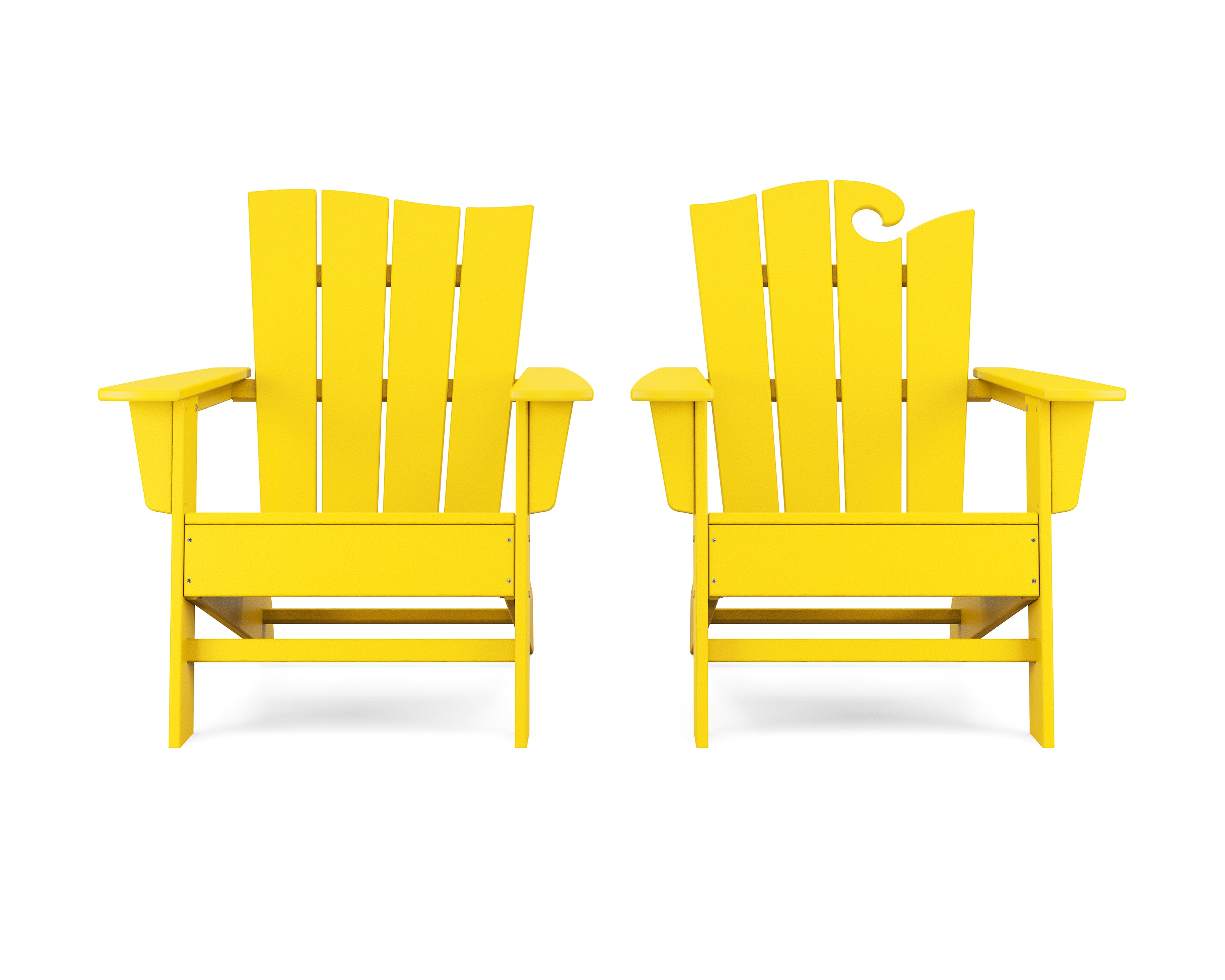 POLYWOOD Wave 2-Piece Adirondack Set with The Wave Chair Left in Lemon