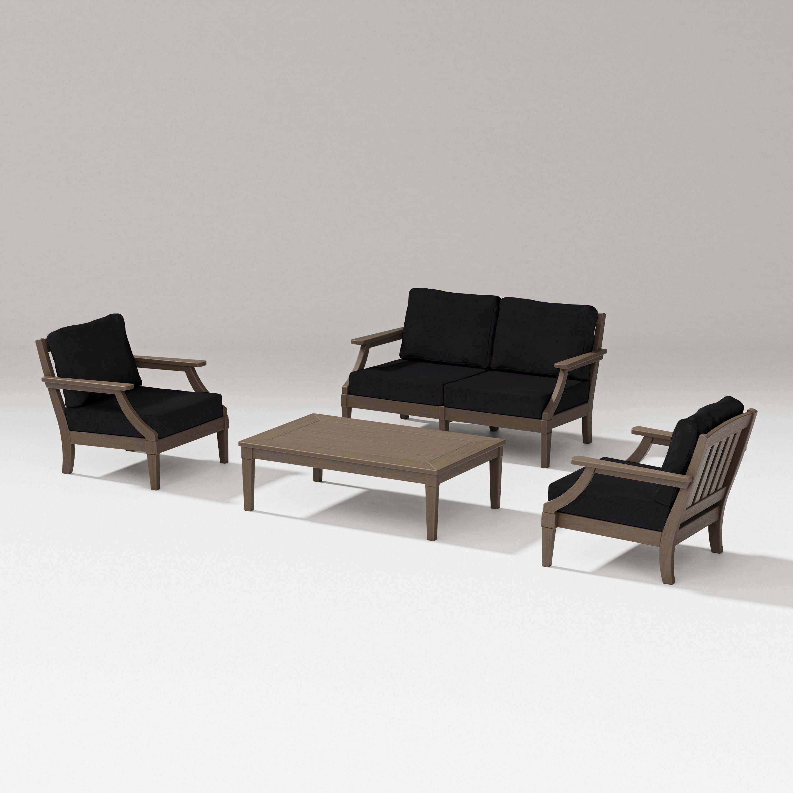 PW Designer Series Estate Lounge 4-Piece Loveseat Set in Kona / Midnight Linen