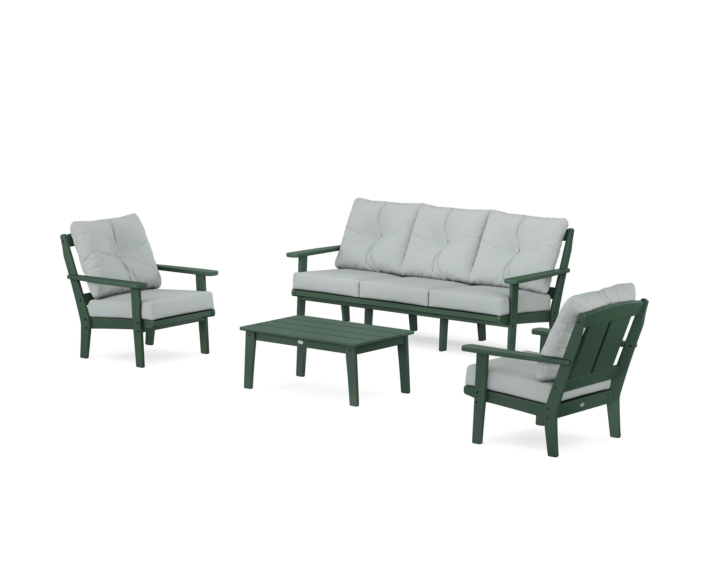 POLYWOOD Mission 4-Piece Deep Seating Set with Sofa in Green / Spa