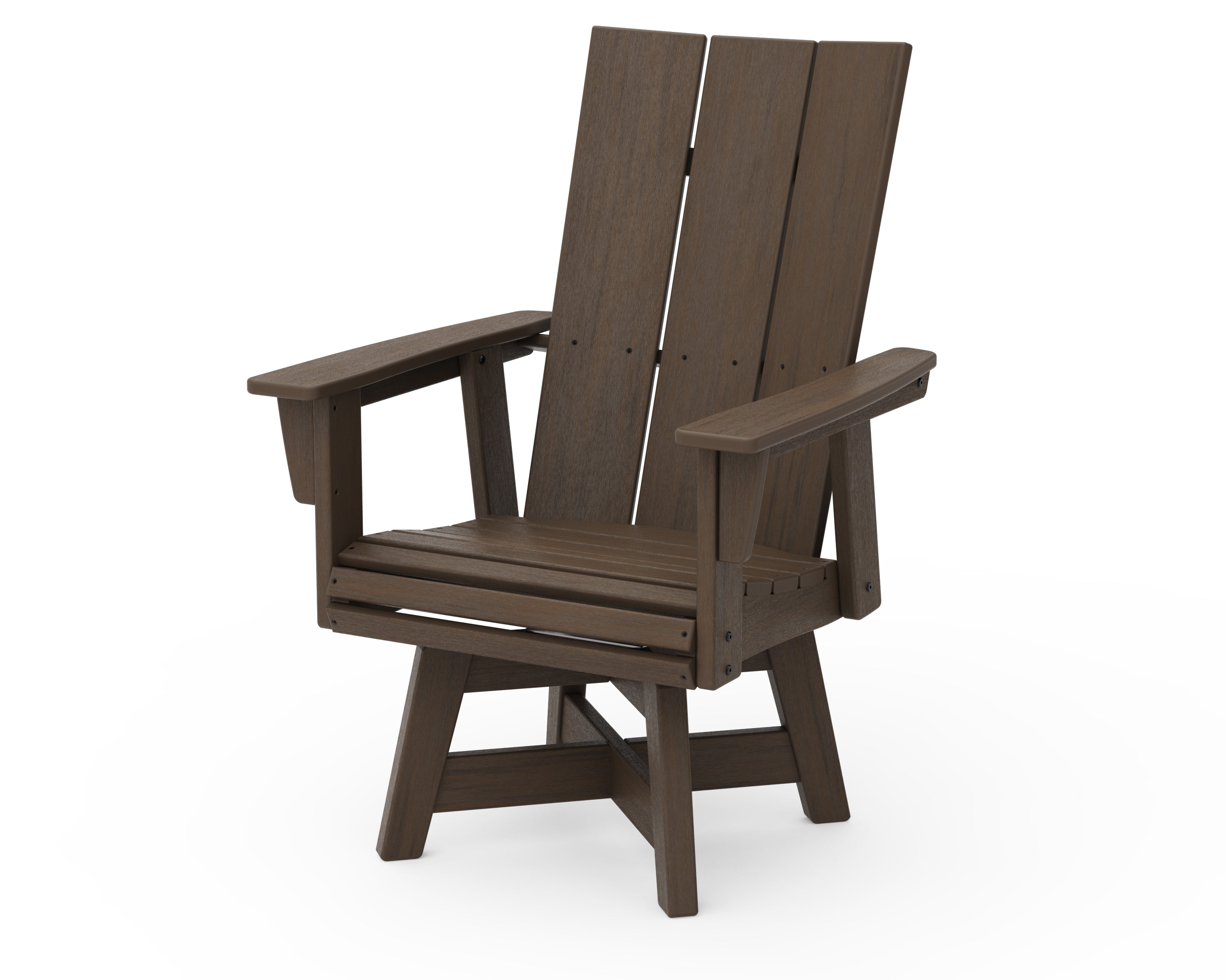 POLYWOOD Modern Curveback Adirondack Swivel Dining Chair in Kona