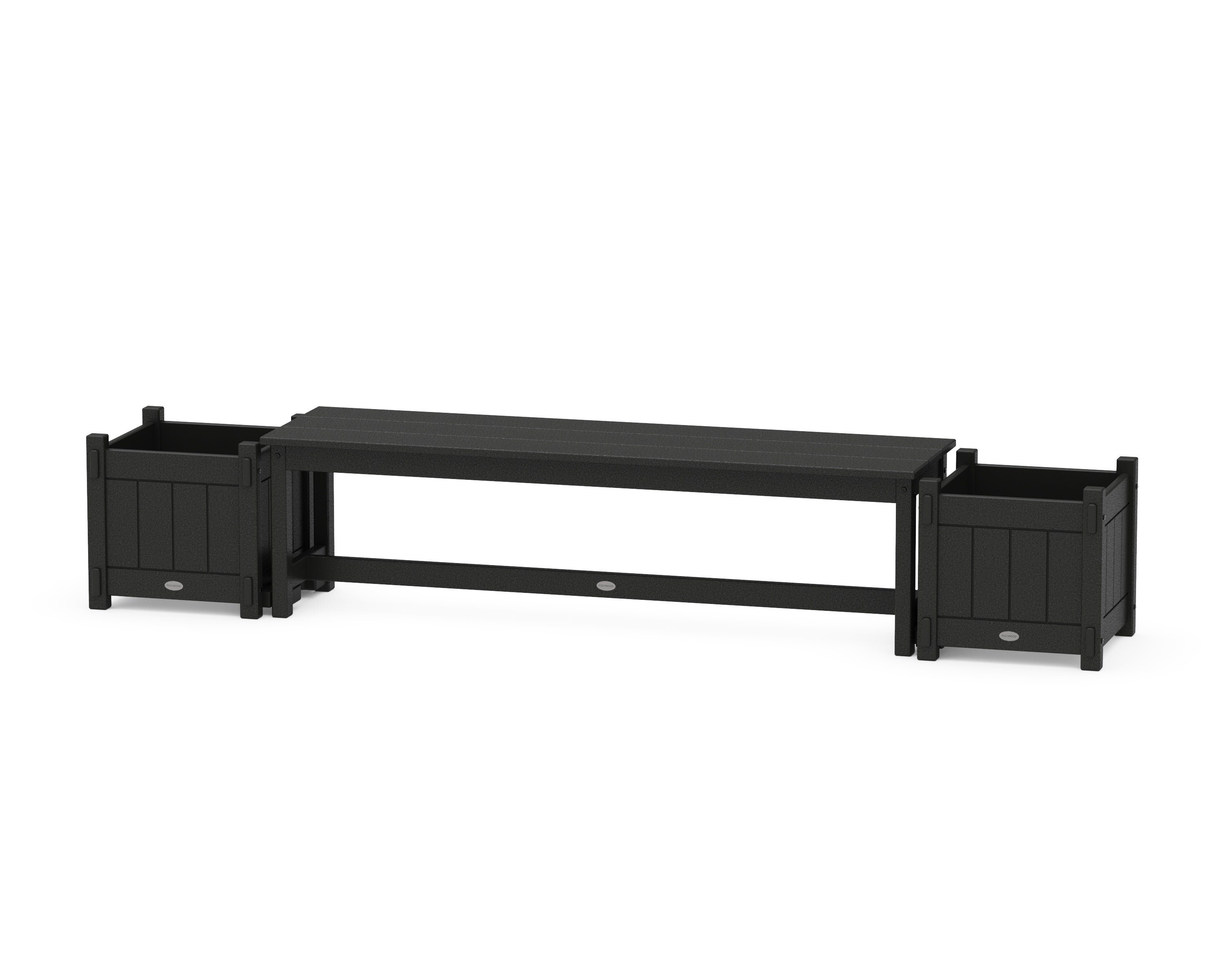 POLYWOOD 60" Vineyard Straight Planter Bench Set in Black