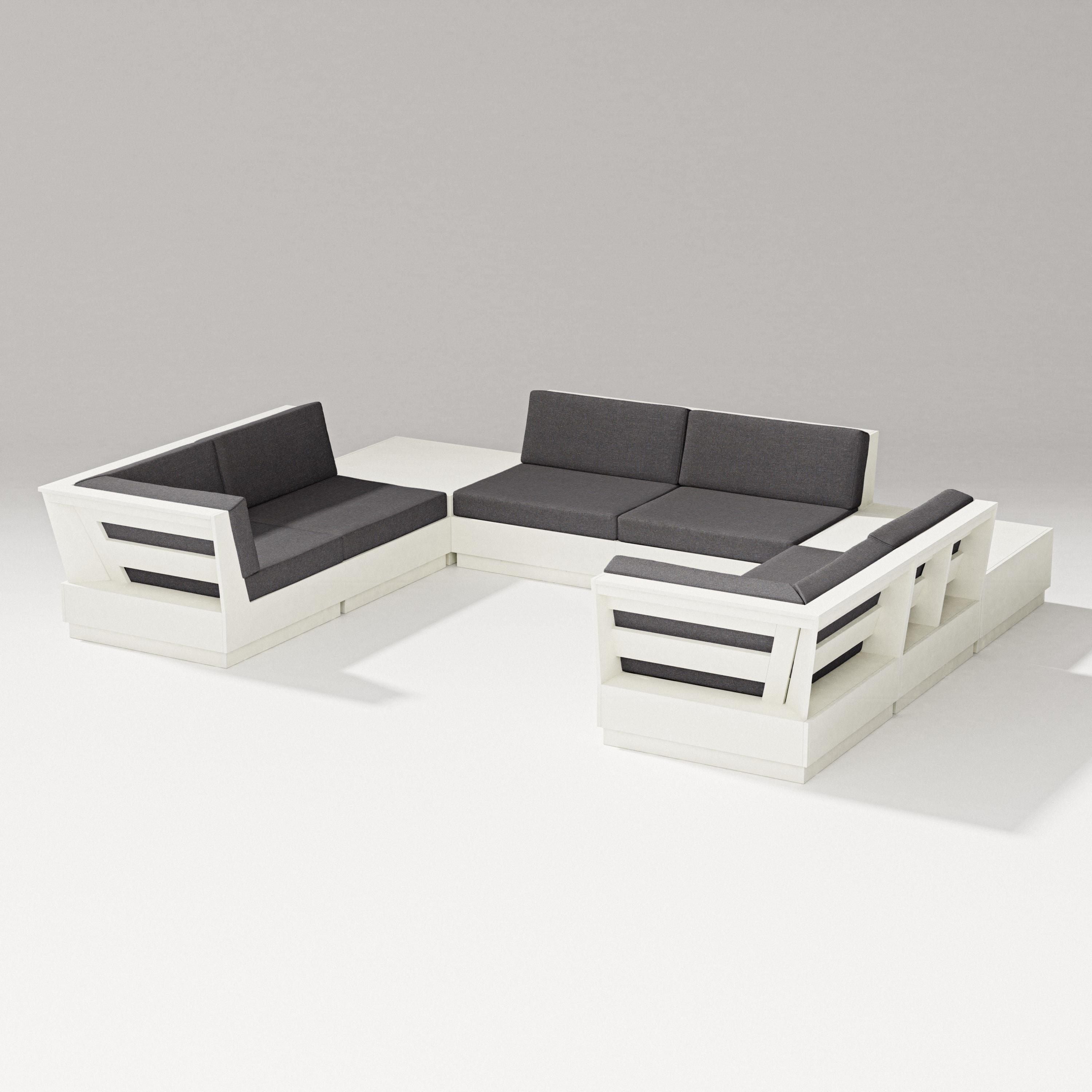 PW Designer Series Elevate 8-Piece U-Shaped Sectional in Vintage White / Ash Charcoal