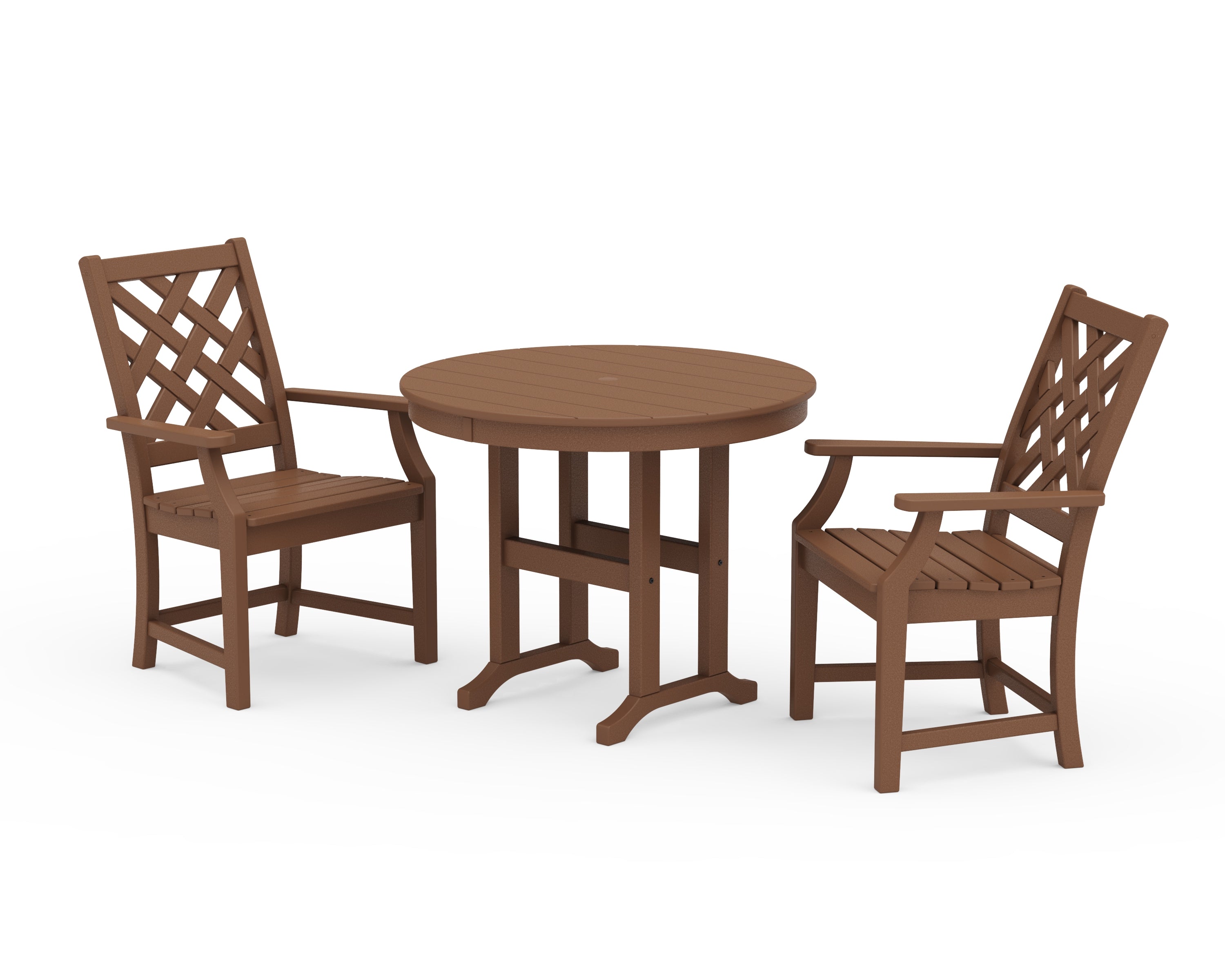 POLYWOOD Wovendale 3-Piece Farmhouse Dining Set in Teak