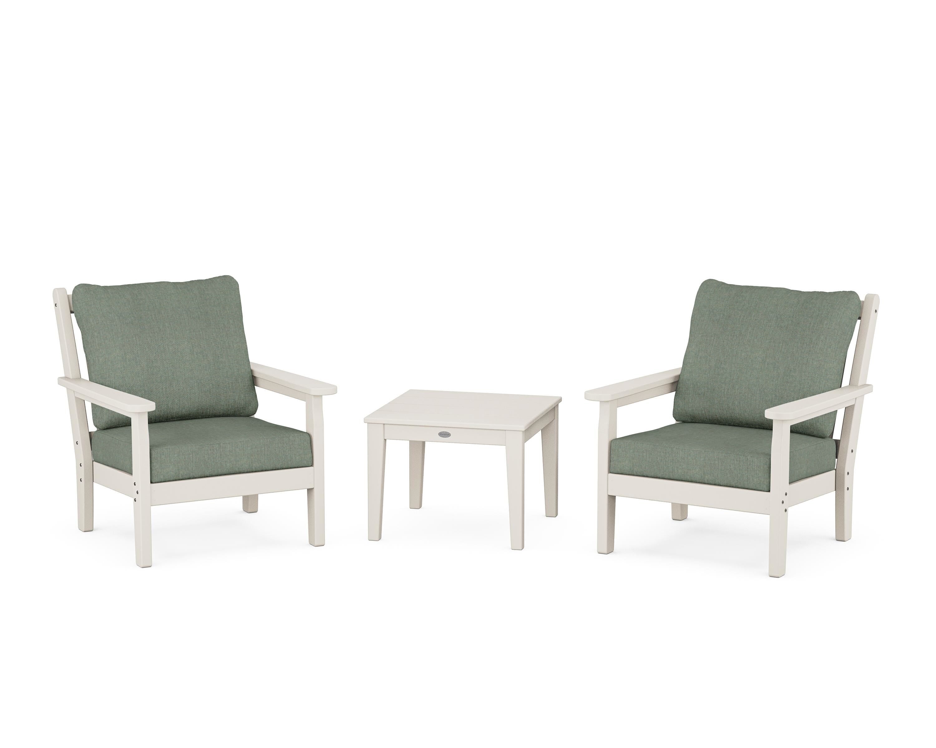 POLYWOOD Chippendale 3-Piece Deep Seating Set in Sand / Cast Sage