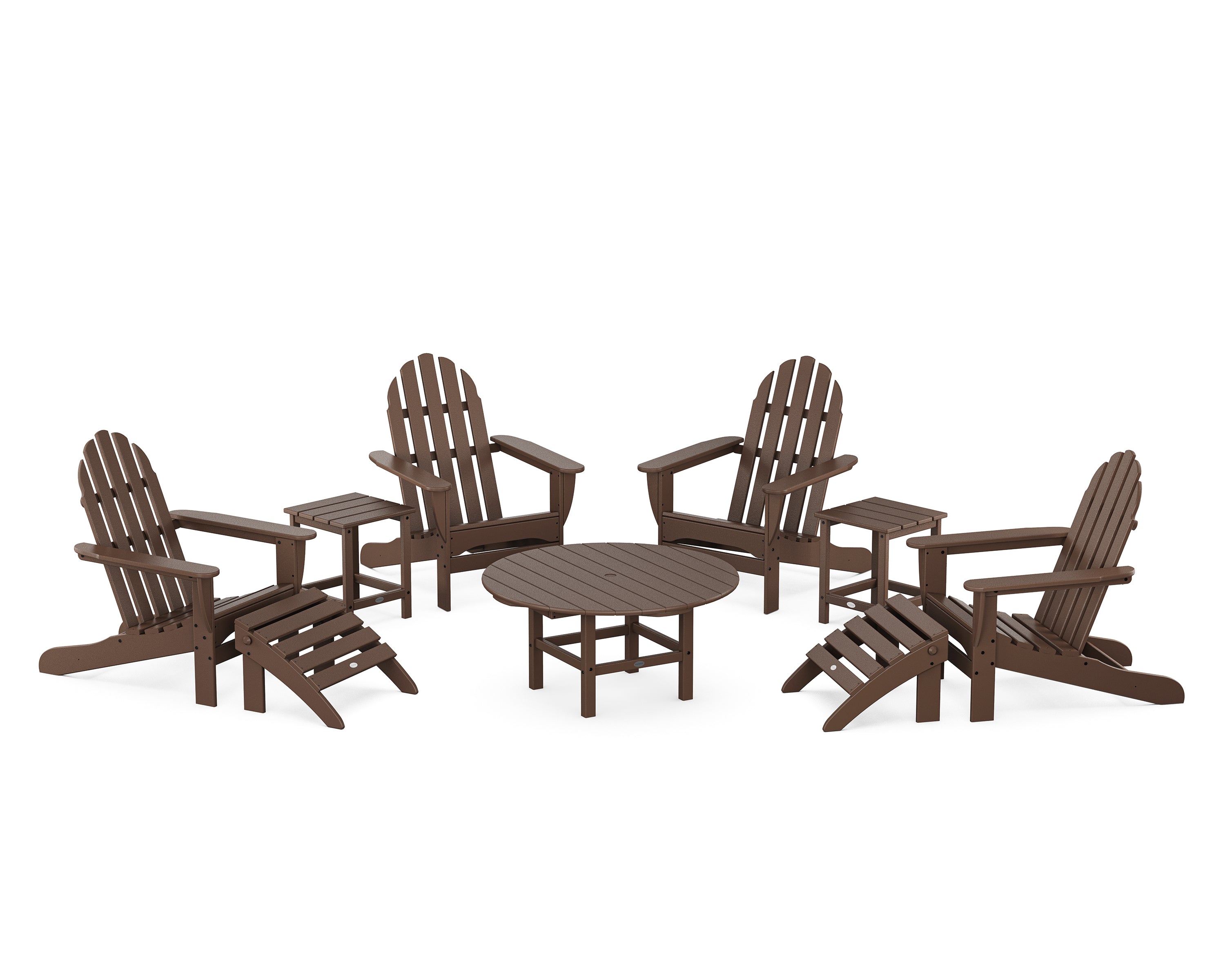 POLYWOOD Classic Adirondack Chair 9-Piece Conversation Set in Mahogany