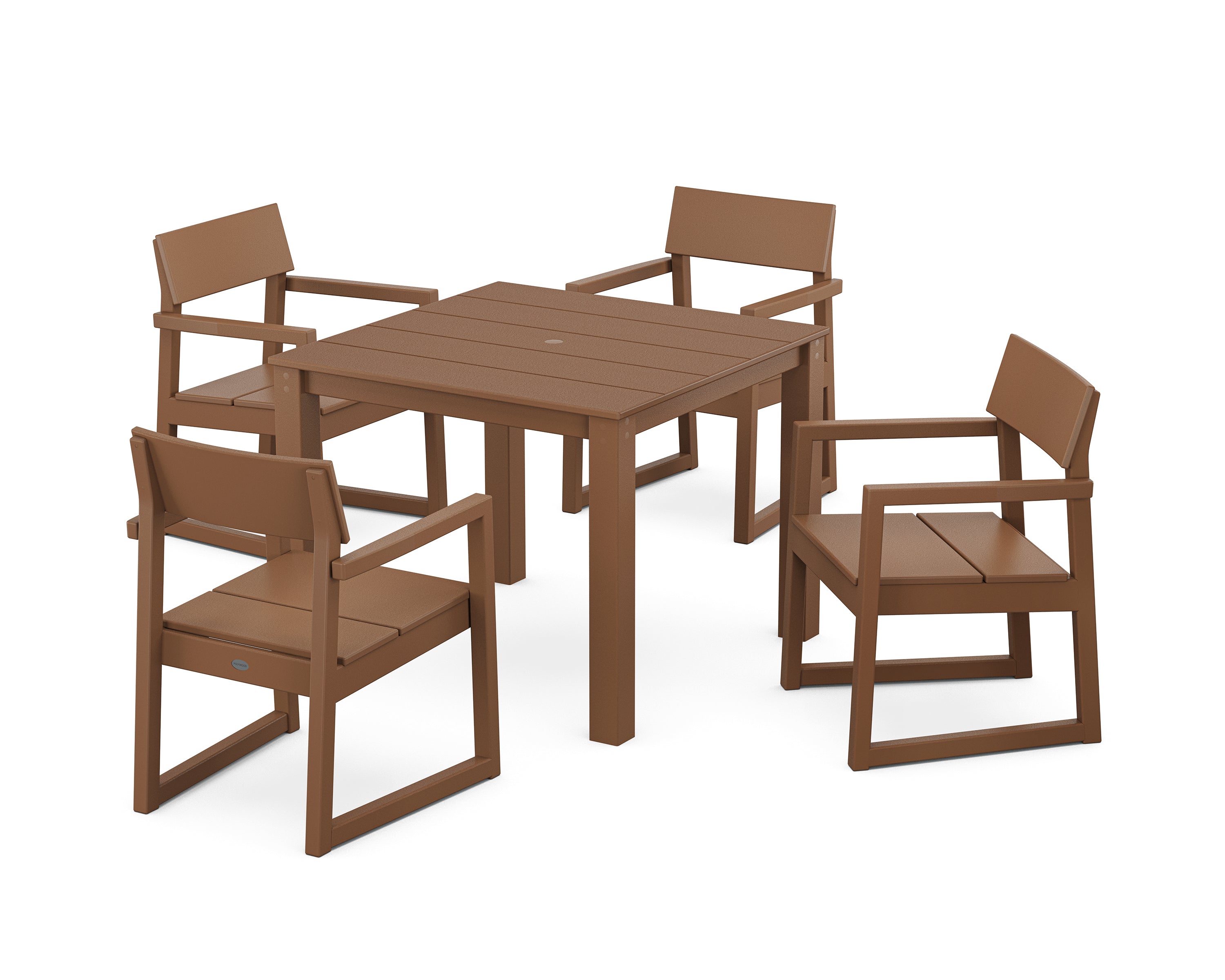POLYWOOD EDGE 5-Piece Parsons Dining Set in Teak