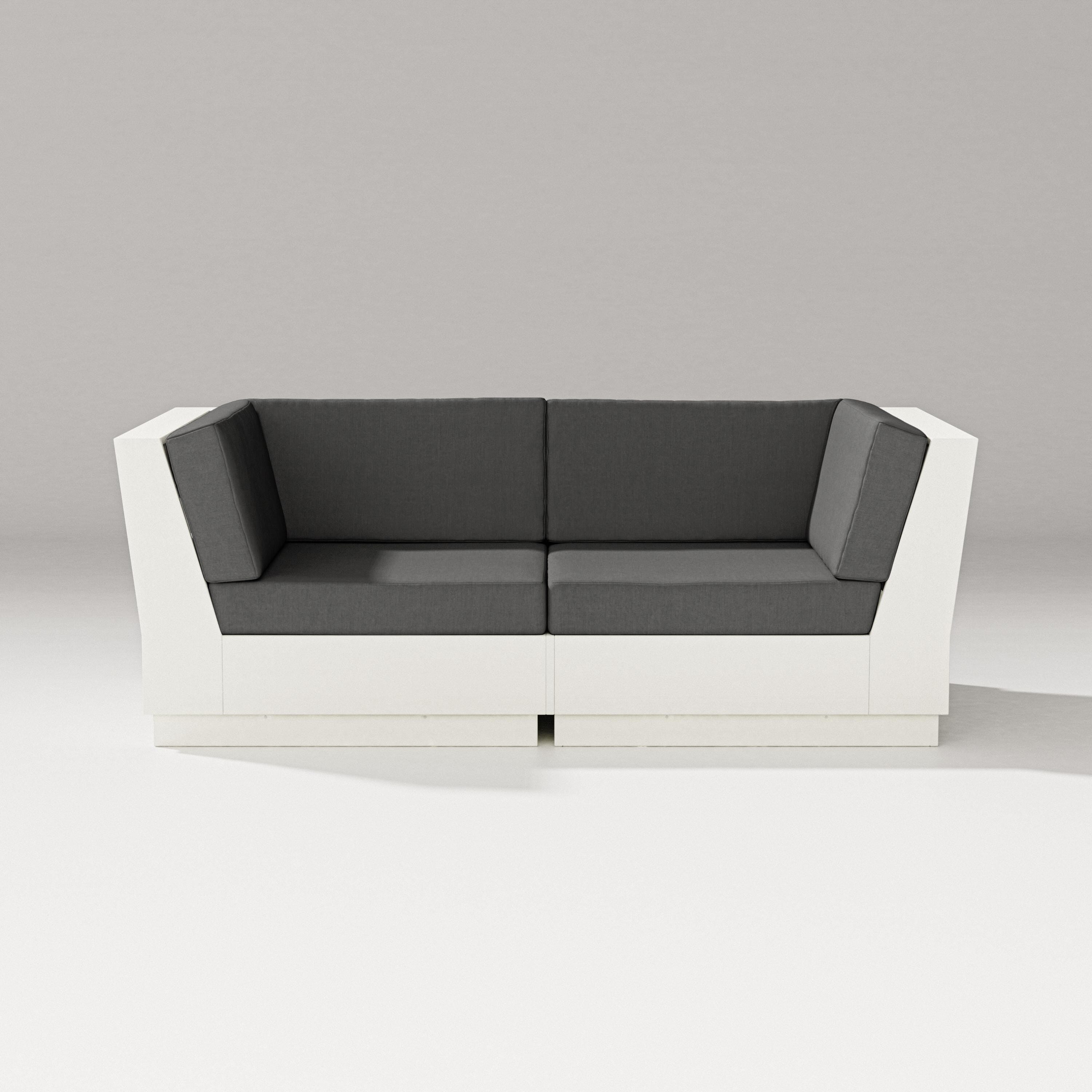PW Designer Series Elevate Loveseat Sectional in Vintage White / Spectrum Carbon