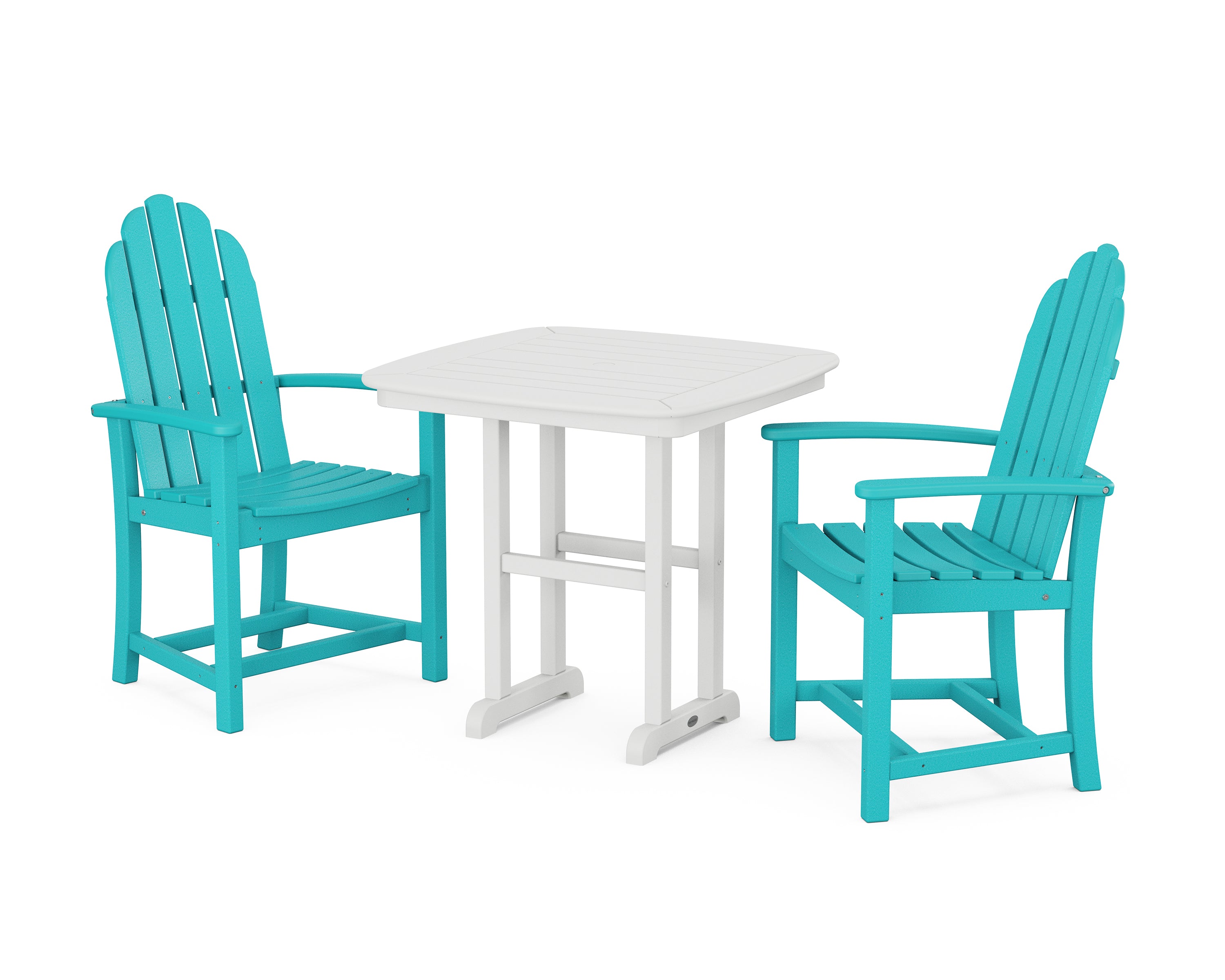 POLYWOOD Classic Adirondack 3-Piece Dining Set in Aruba / White