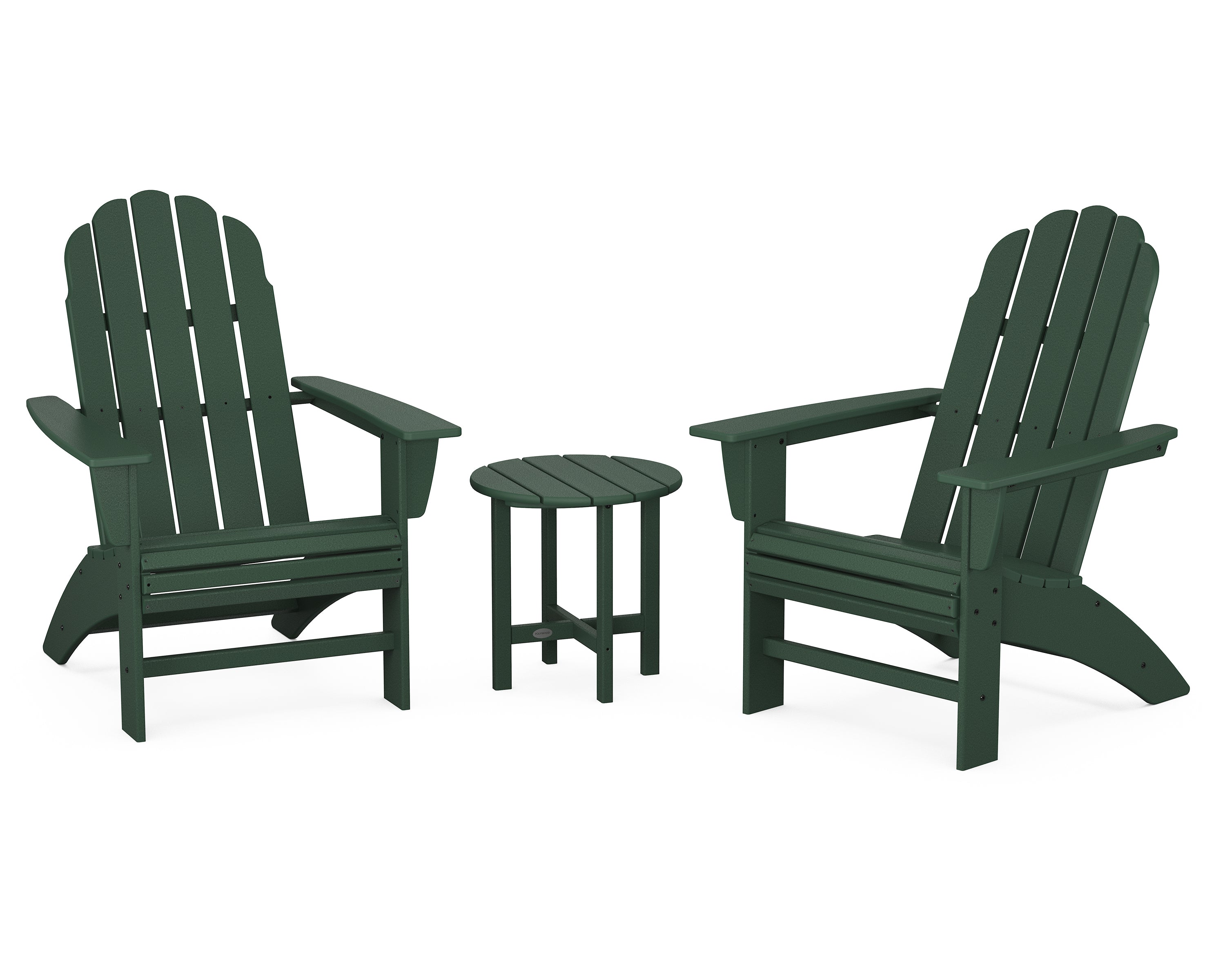 POLYWOOD Vineyard 3-Piece Curveback Adirondack Set in Green