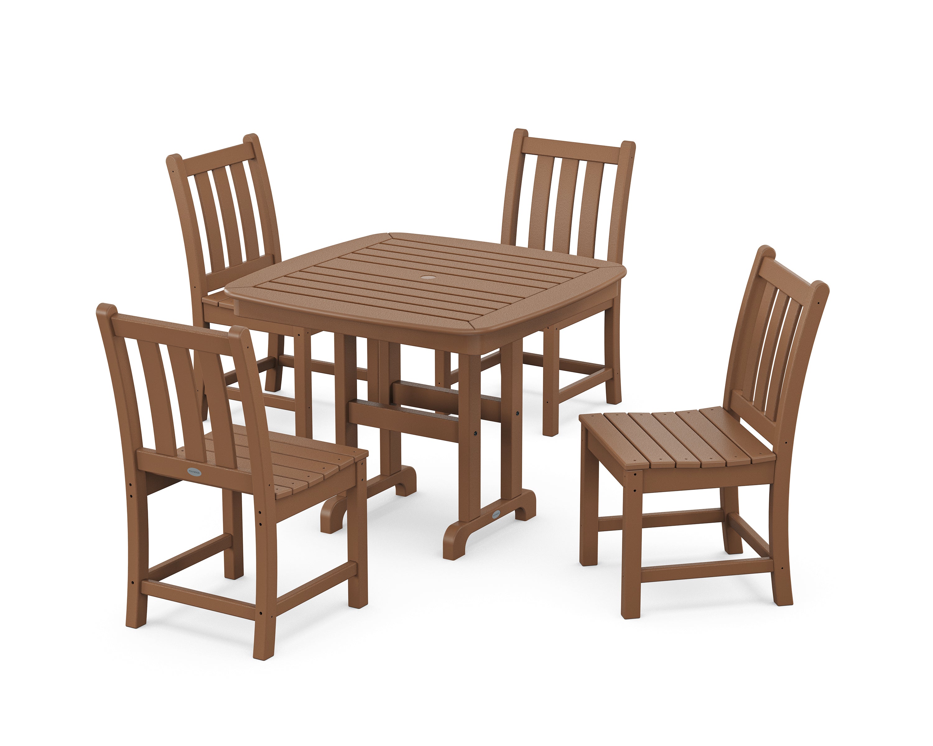 POLYWOOD Traditional Garden Side Chair 5-Piece Dining Set in Teak