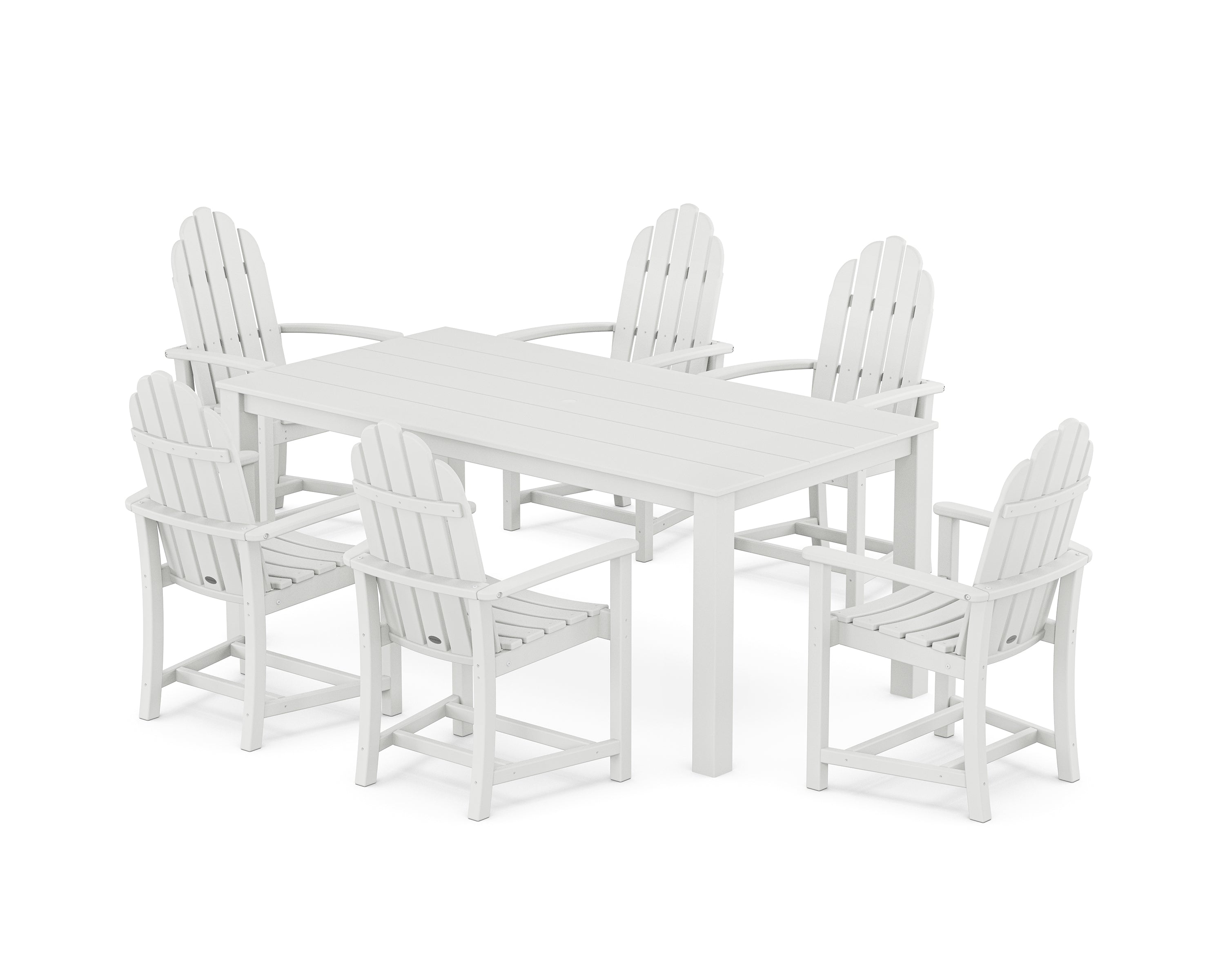 POLYWOOD Classic Adirondack 7-Piece Parsons Dining Set in White