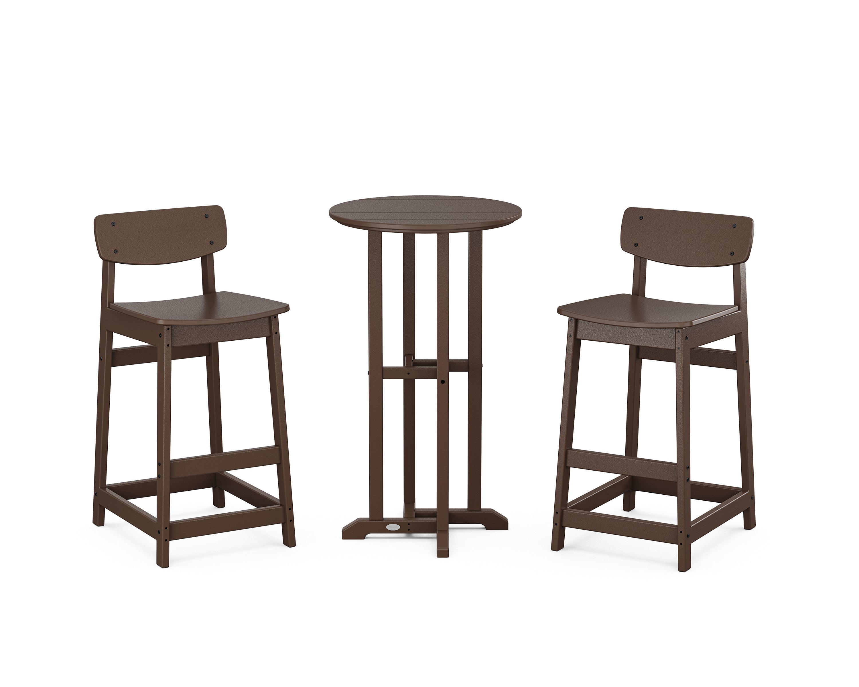 POLYWOOD Modern Studio Urban Lowback Bar Chair 3-Piece Bistro Set in Mahogany