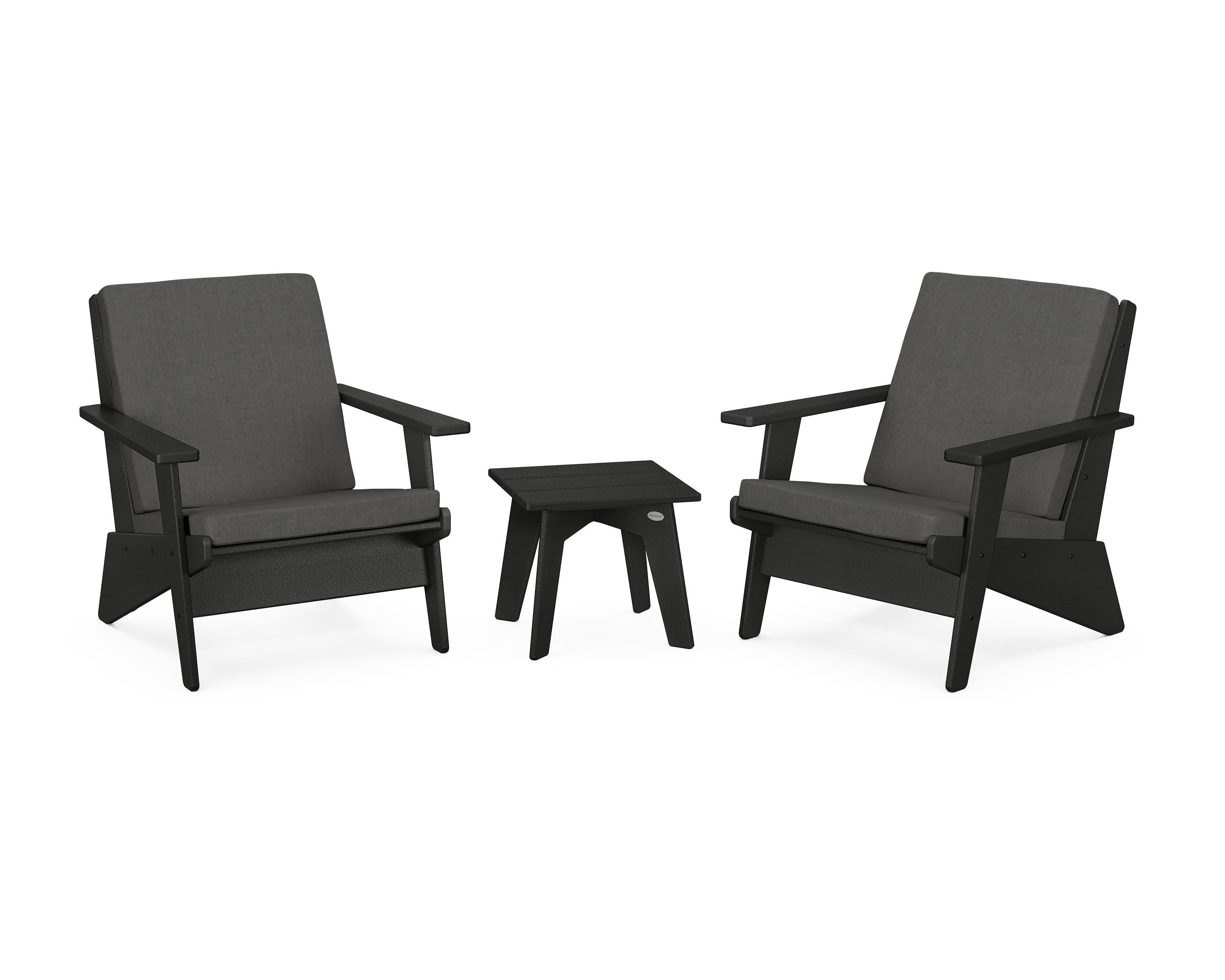 POLYWOOD Riviera Modern Lounge 3-Piece Set in Black / Spectrum Carbon