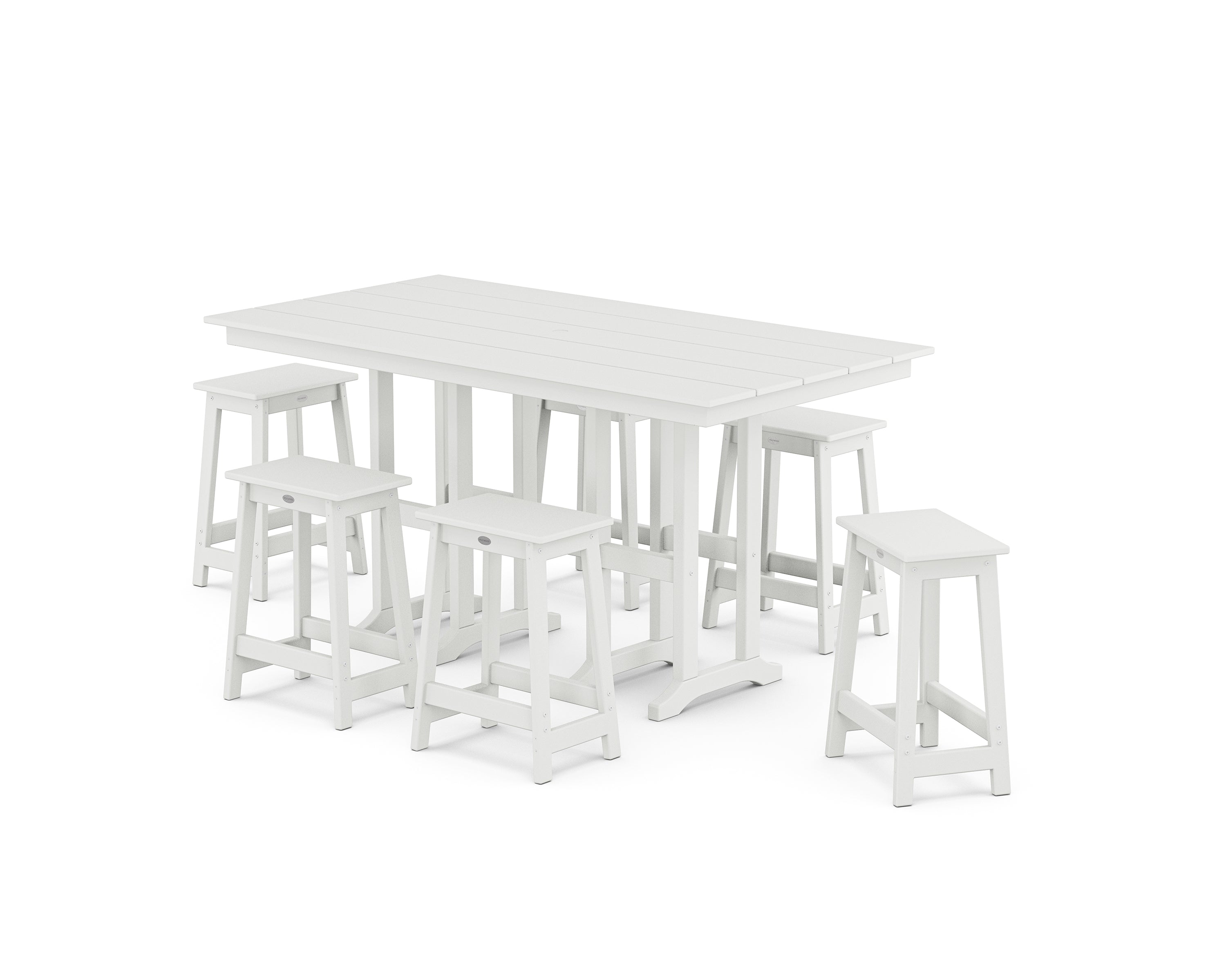 POLYWOOD Modern Studio Counter Stool 7-Piece Set in White