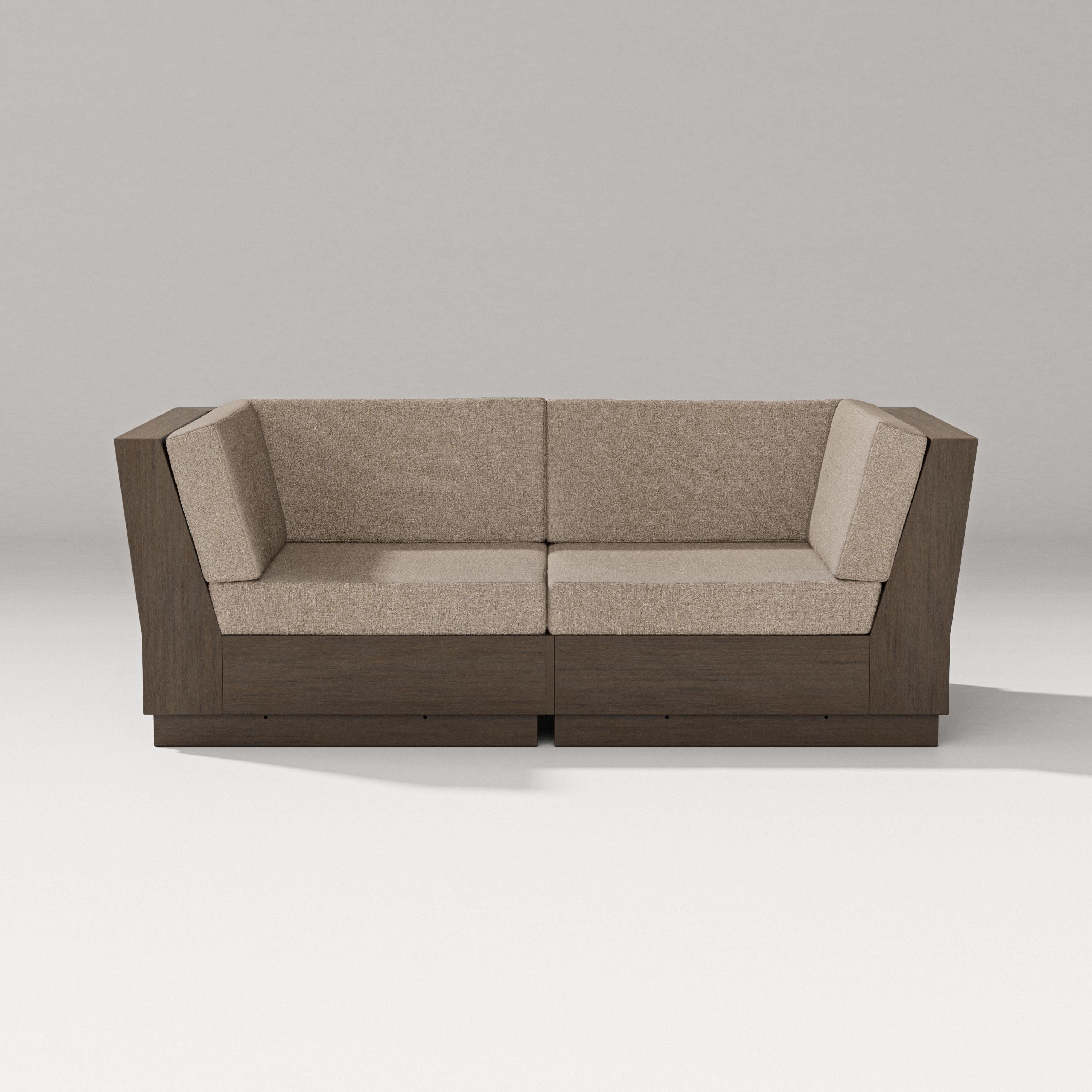 PW Designer Series Elevate Loveseat Sectional in Kona / Spiced Burlap