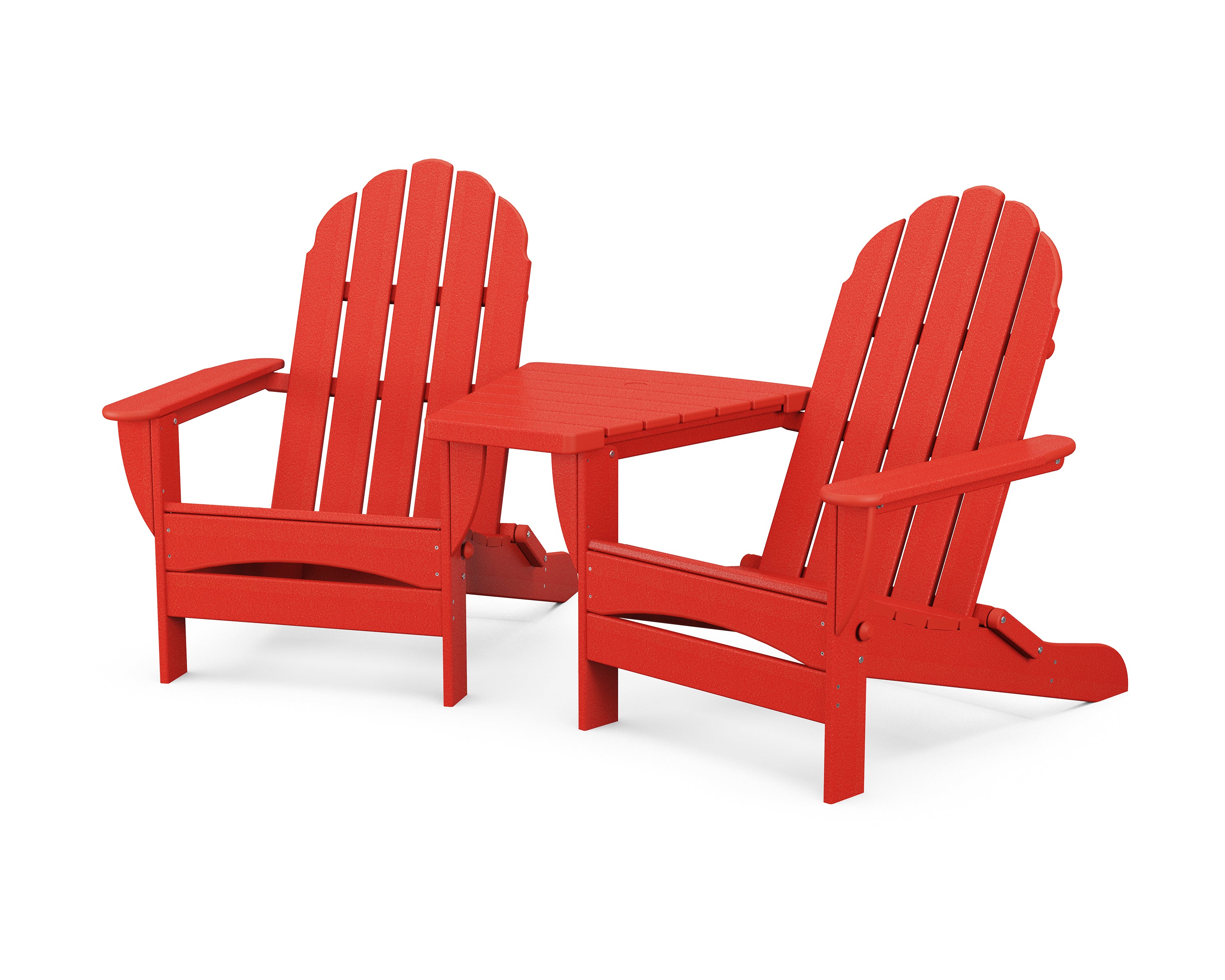 POLYWOOD® Classic Oversized Adirondacks with Angled Connecting Table in Sunset Red