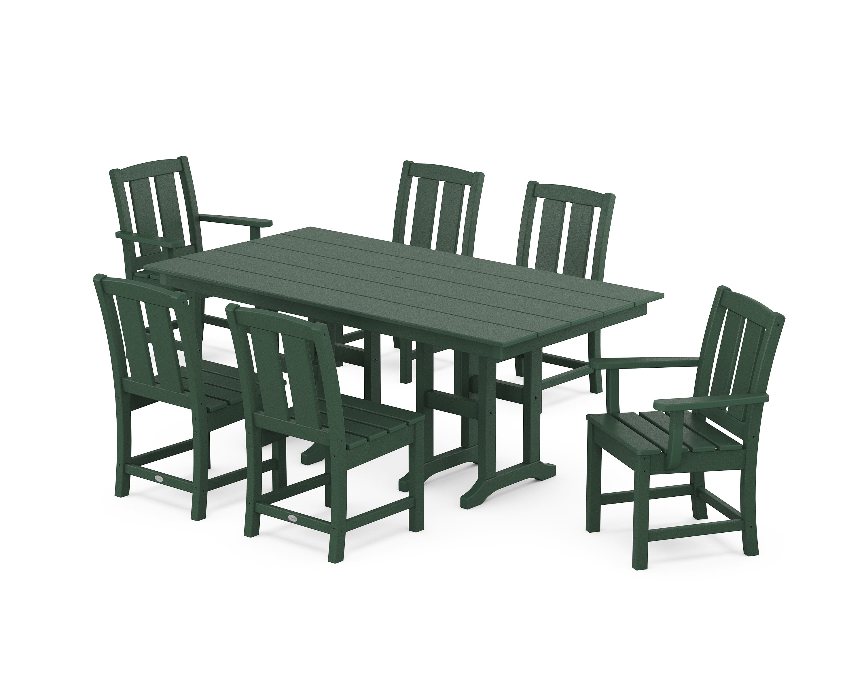 POLYWOOD Mission 7-Piece Farmhouse Dining Set in Green