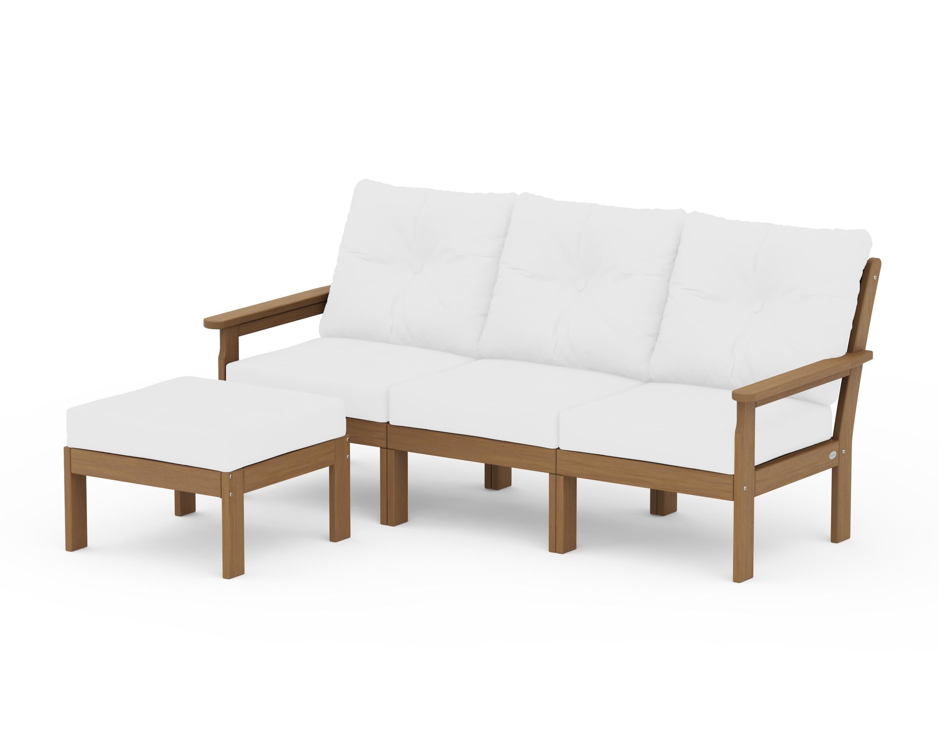 POLYWOOD Vineyard 4-Piece Sectional with Ottoman in Natural / Natural