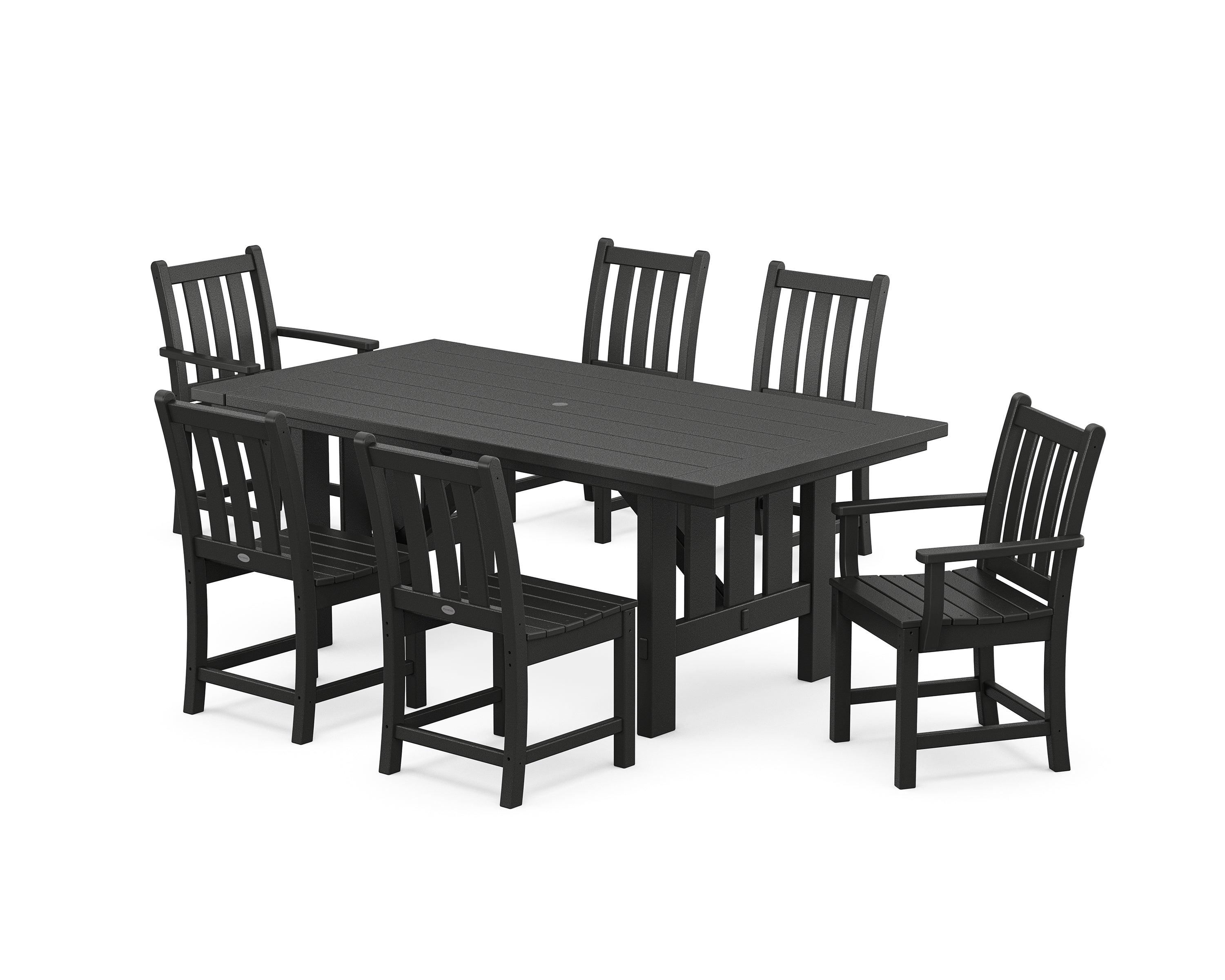 POLYWOOD Traditional Garden 7-Piece Dining Set with Mission Table in Black