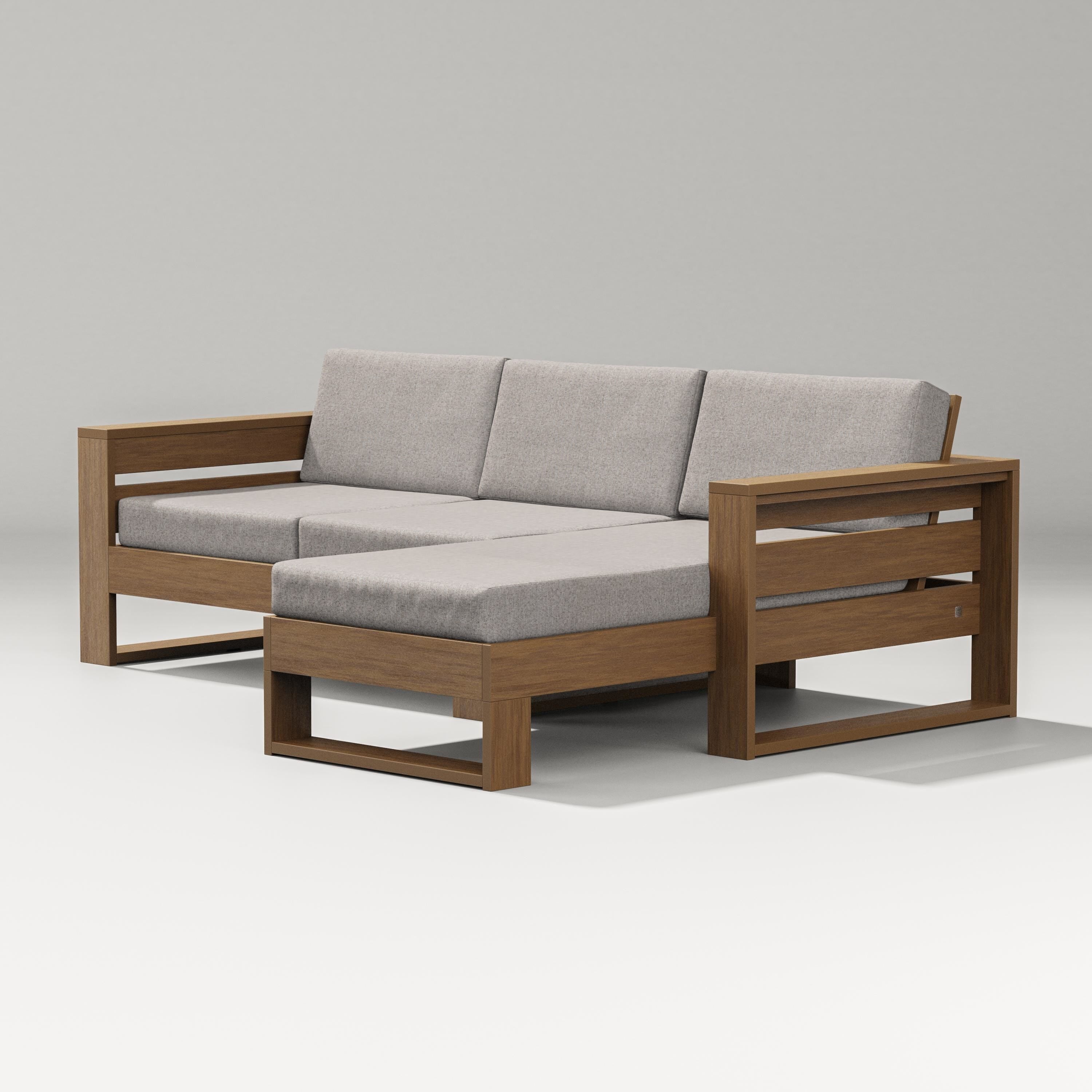 PW Designer Series Latitude Right Chaise Sectional in Natural / Weathered Tweed