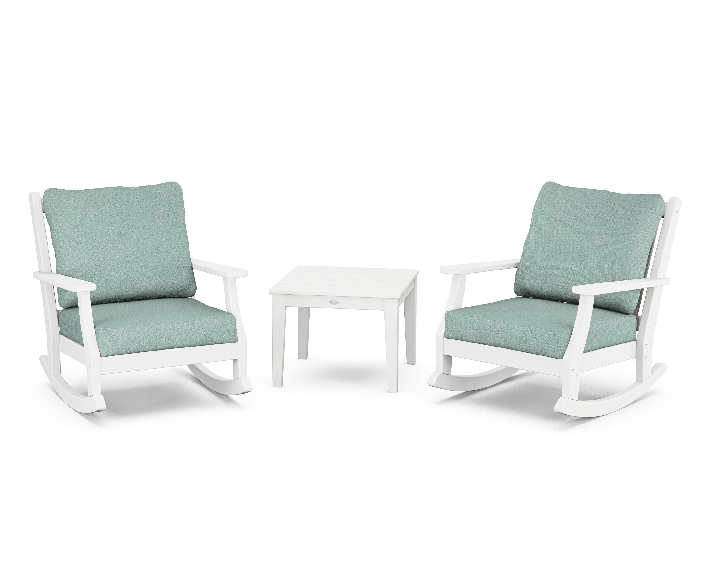 Country Living Wovendale 3-Piece Deep Seating Rocker Set in White / Glacier Spa