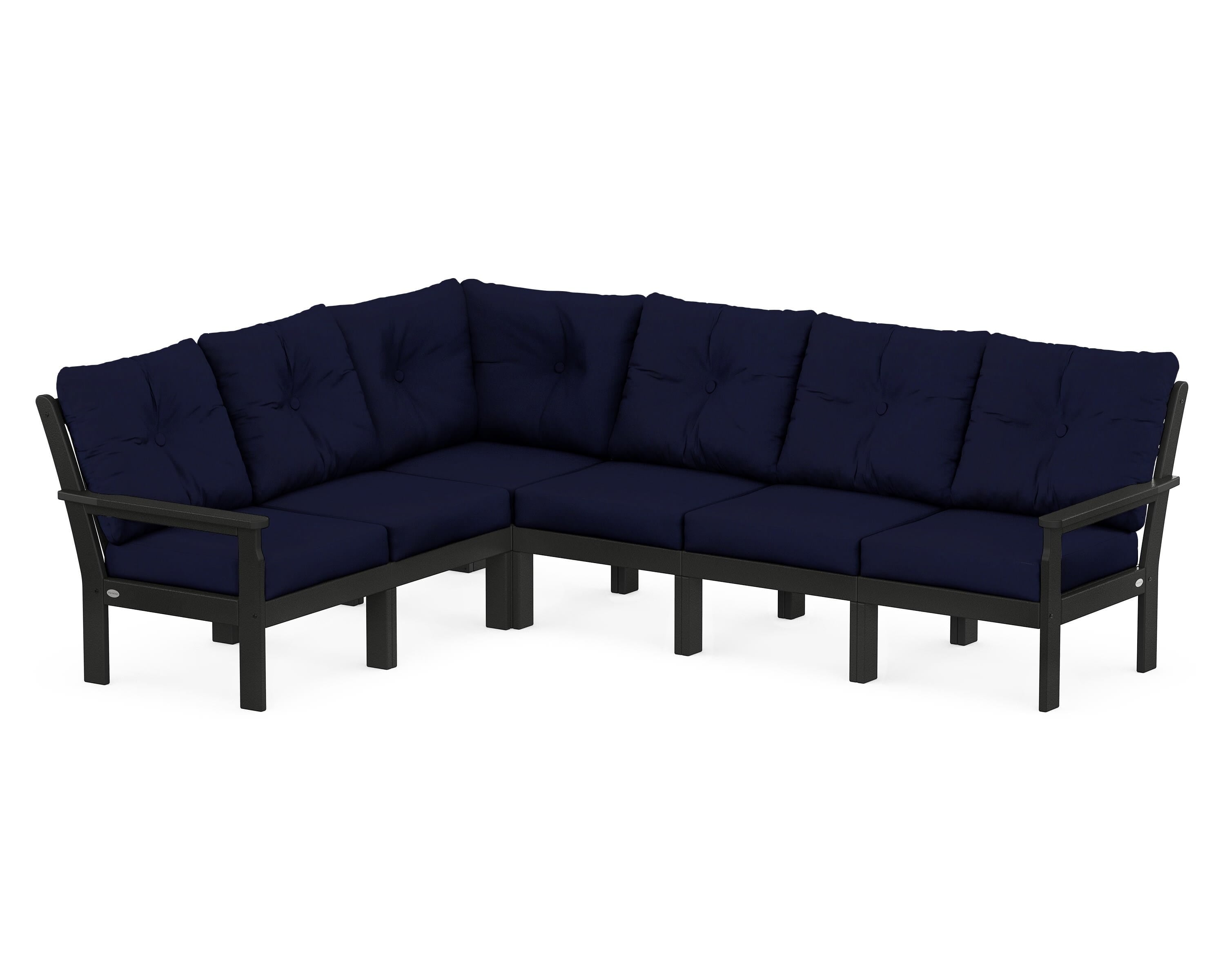 POLYWOOD Vineyard 6-Piece Sectional in Black / Navy