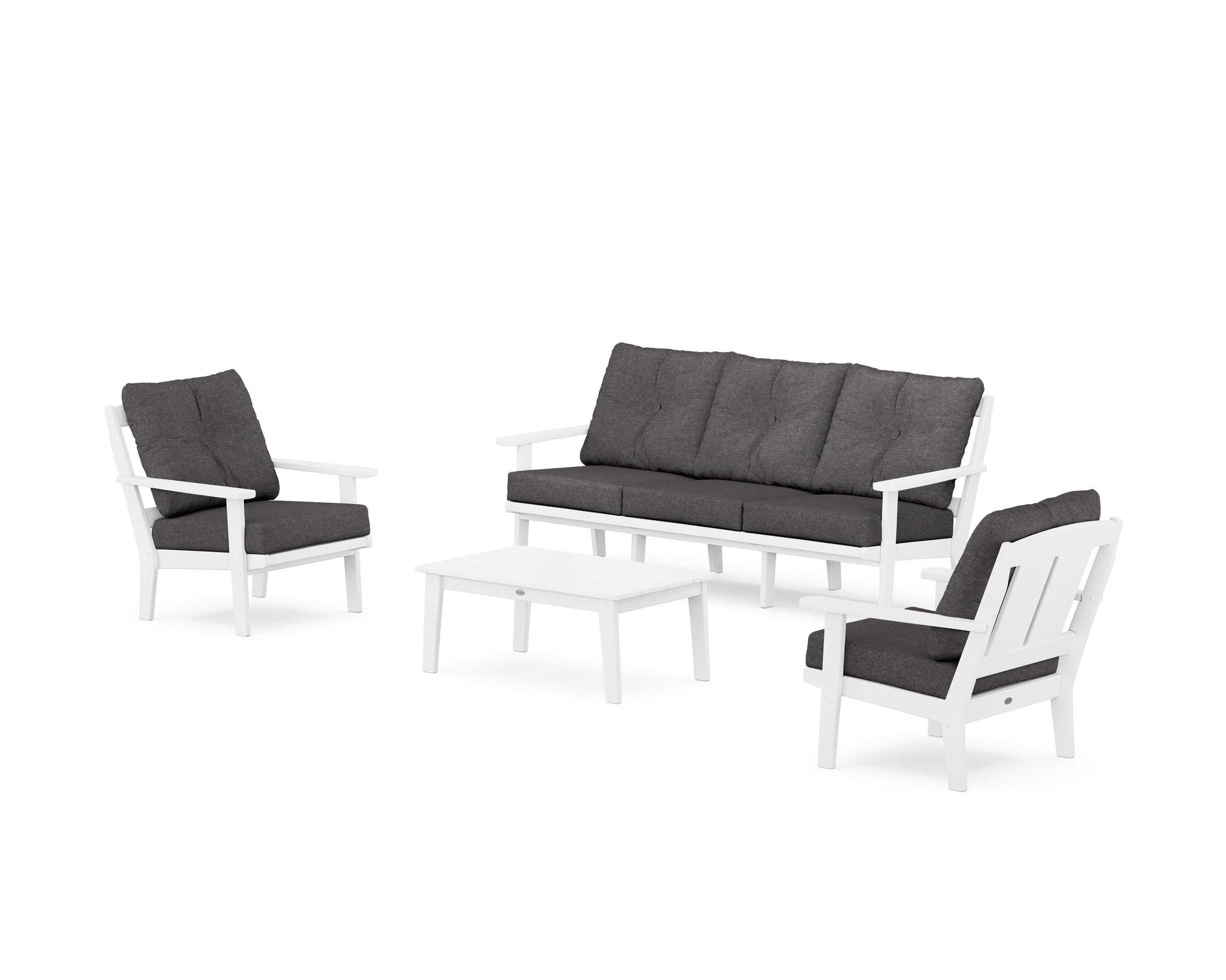 POLYWOOD Mission 4-Piece Deep Seating Set with Sofa in White / Ash Charcoal