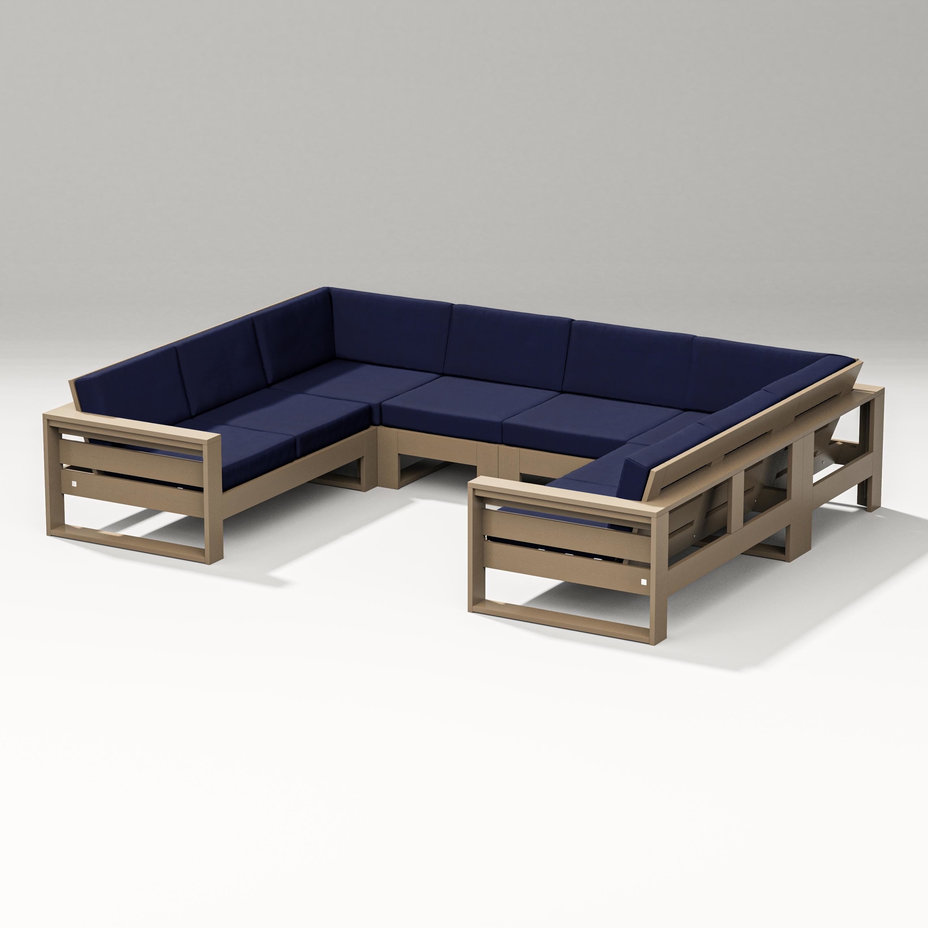 PW Designer Series Latitude U-Shaped Sectional in Vintage Sahara / Navy