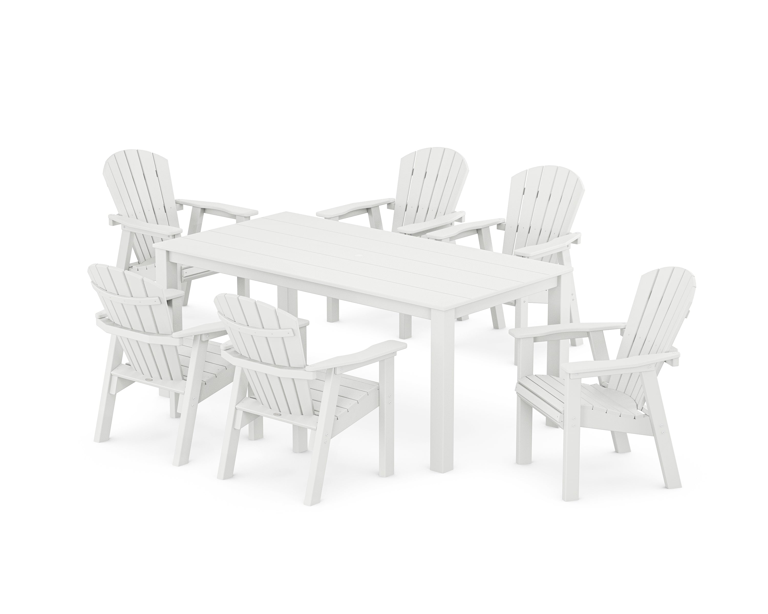 POLYWOOD Seashell 7-Piece Parsons Dining Set in White
