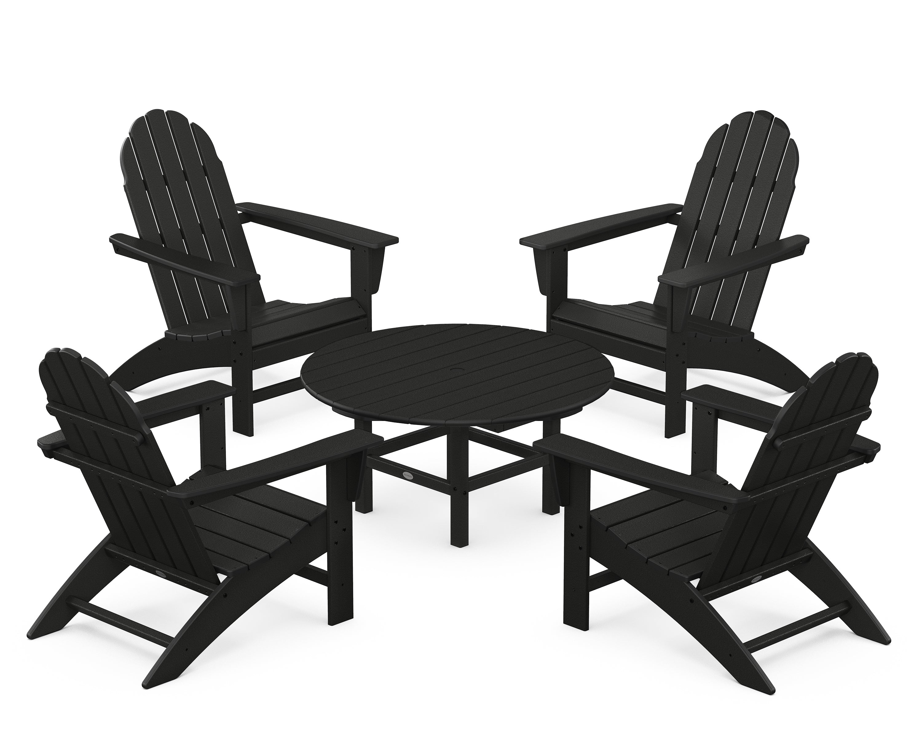 POLYWOOD® Vineyard 5-Piece Adirondack Chair Conversation Set in Black