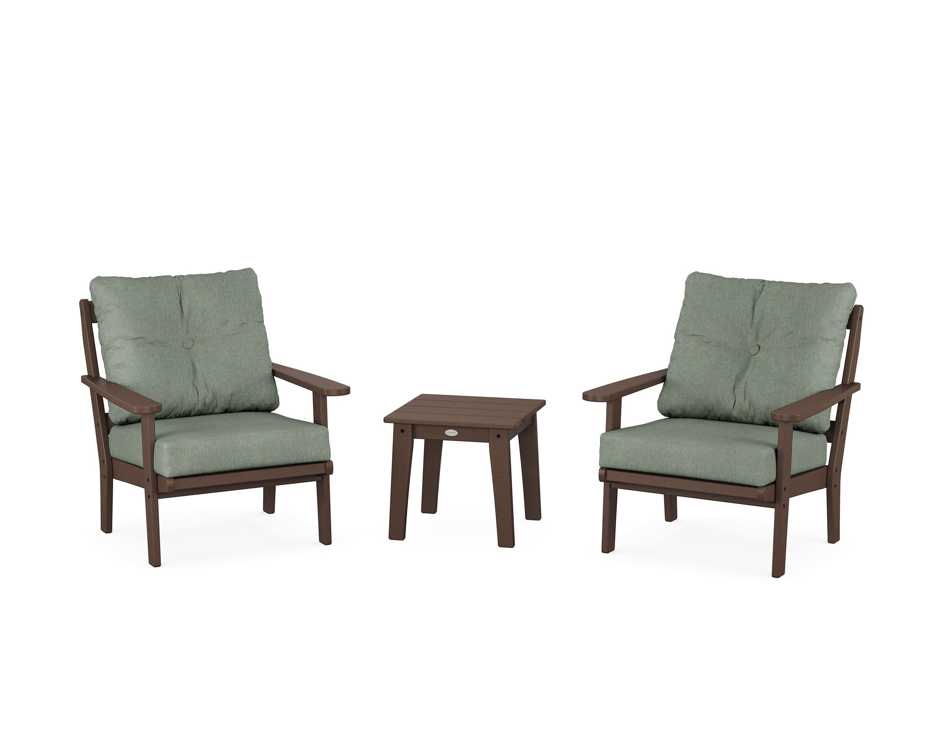 POLYWOOD Mission 3-Piece Deep Seating Set in Mahogany / Cast Sage