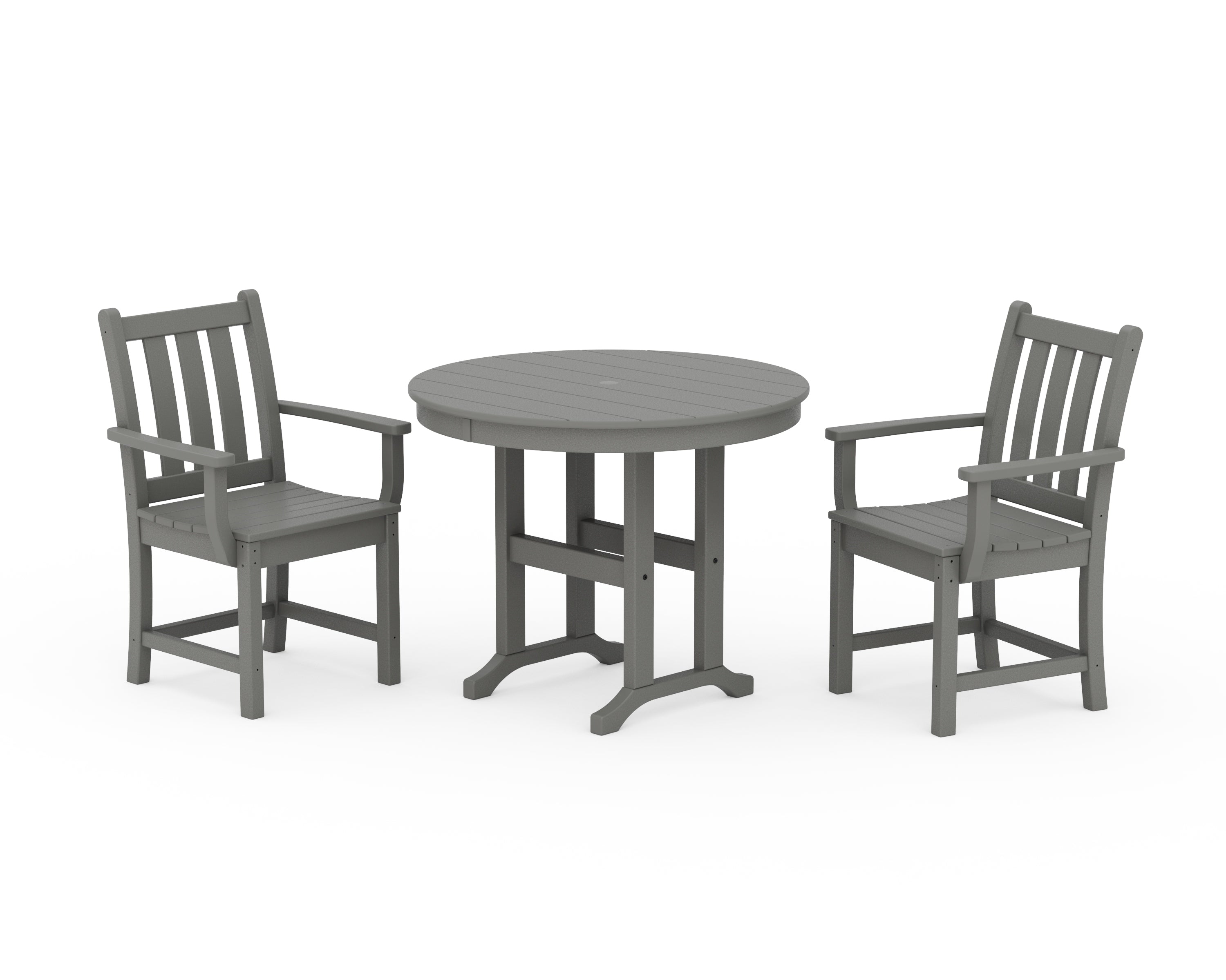 POLYWOOD Traditional Garden 3-Piece Round Dining Set in Slate Grey