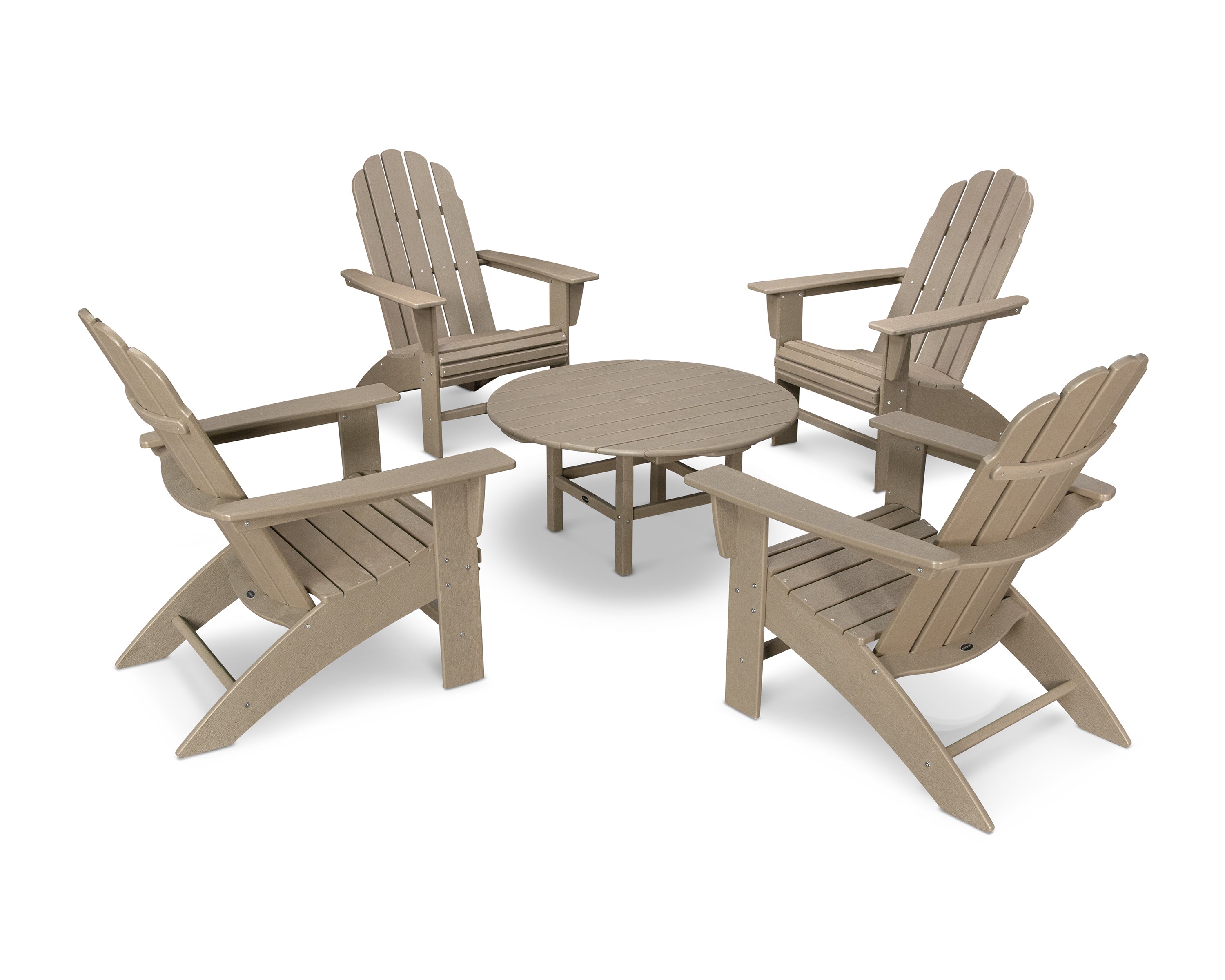 POLYWOOD® Vineyard 5-Piece Oversized Adirondack Set in Vintage Sahara