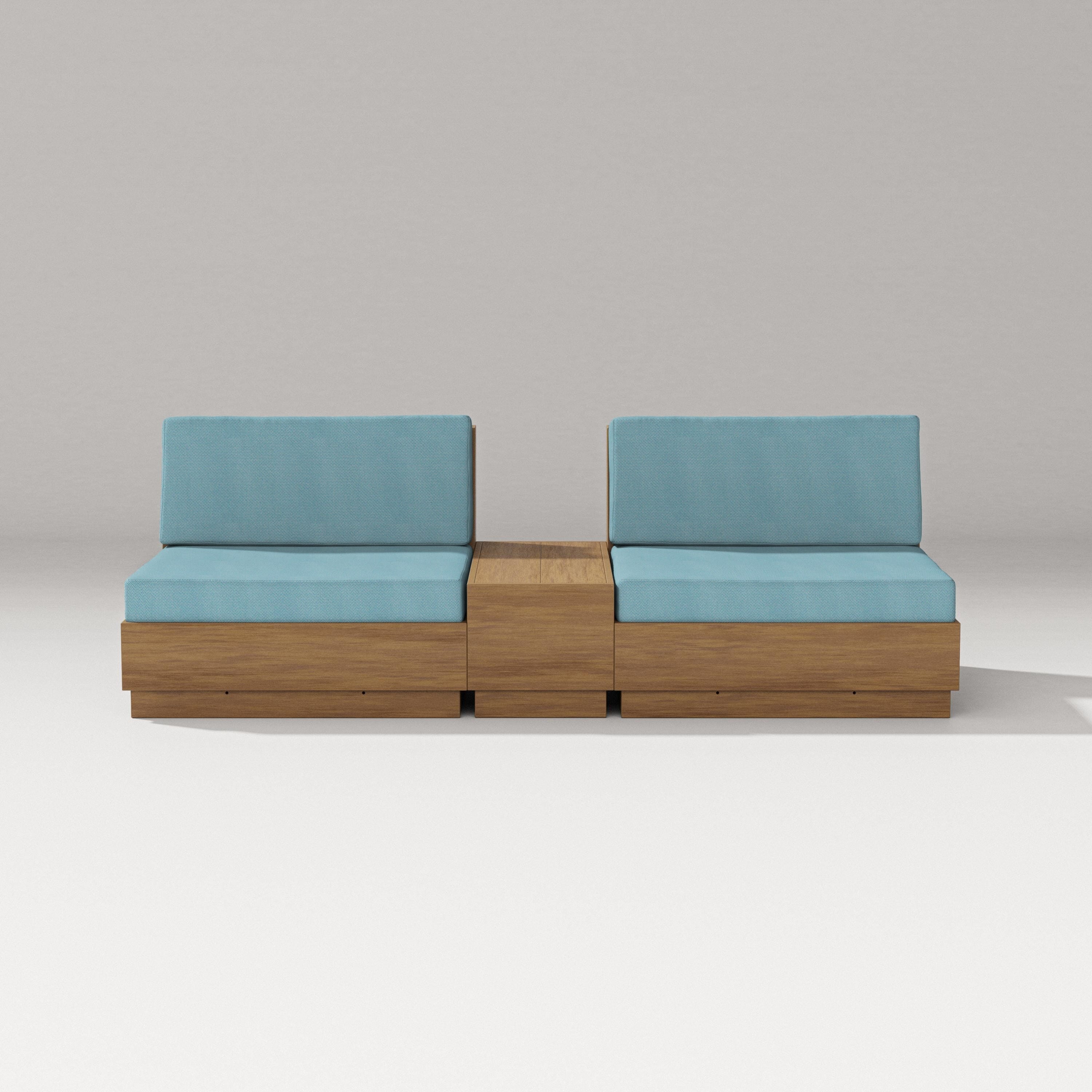 PW Designer Series Elevate Lounge Chair Set in Natural / Lattice Sky Blue
