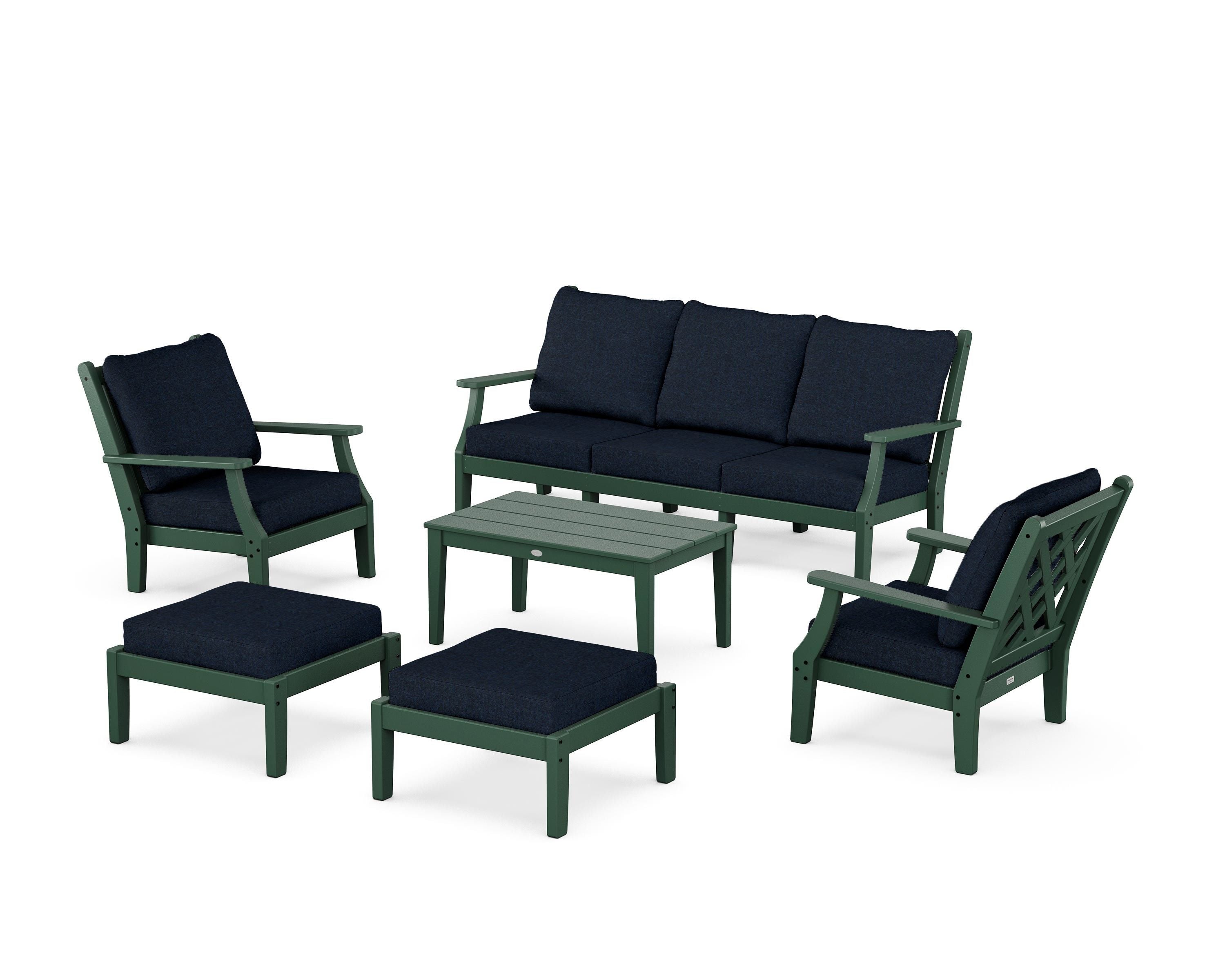 Country Living Wovendale 6-Piece Lounge Sofa Set in Green / Marine Indigo