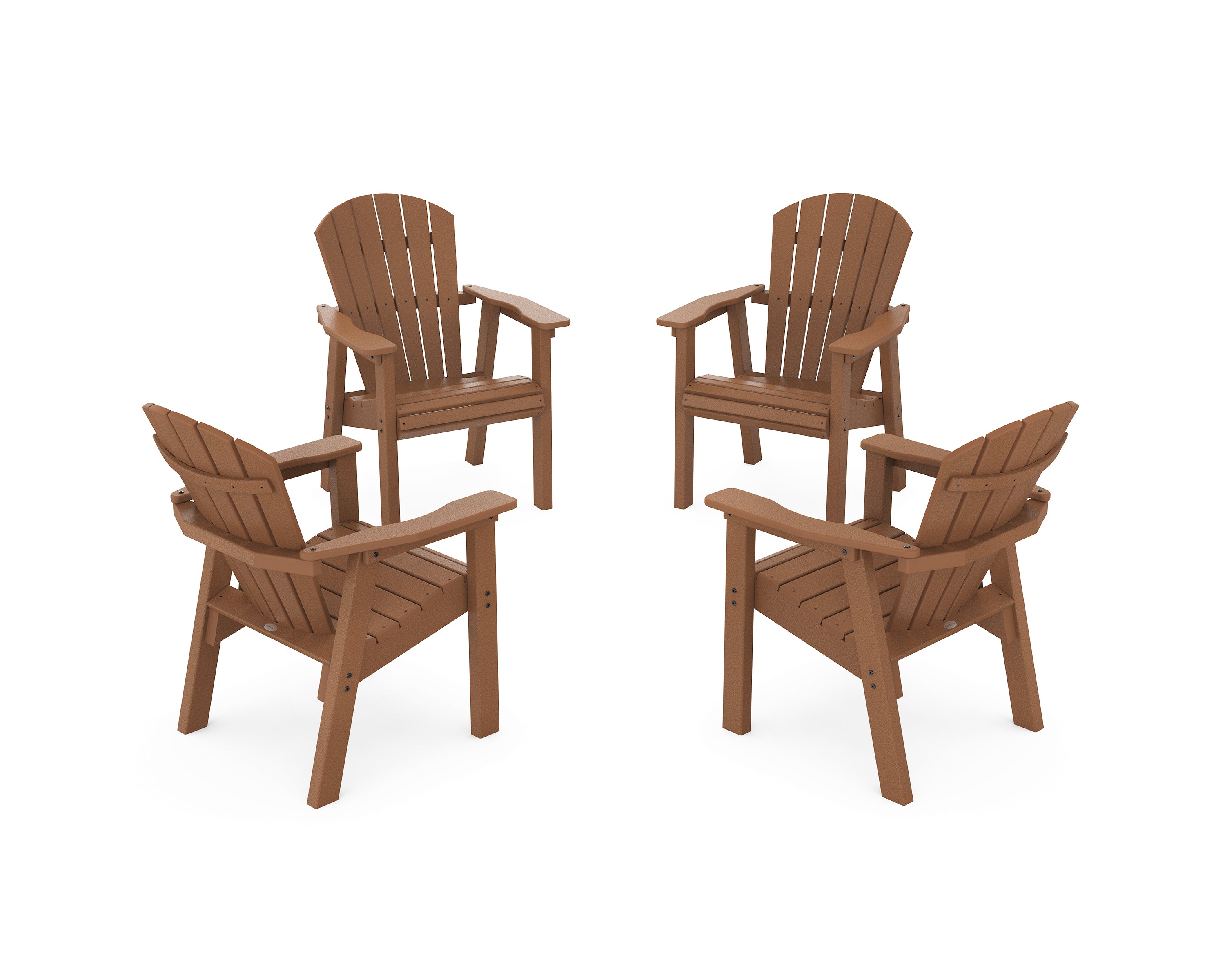 POLYWOOD Seashell 4-Piece Upright Adirondack Conversation Set in Teak
